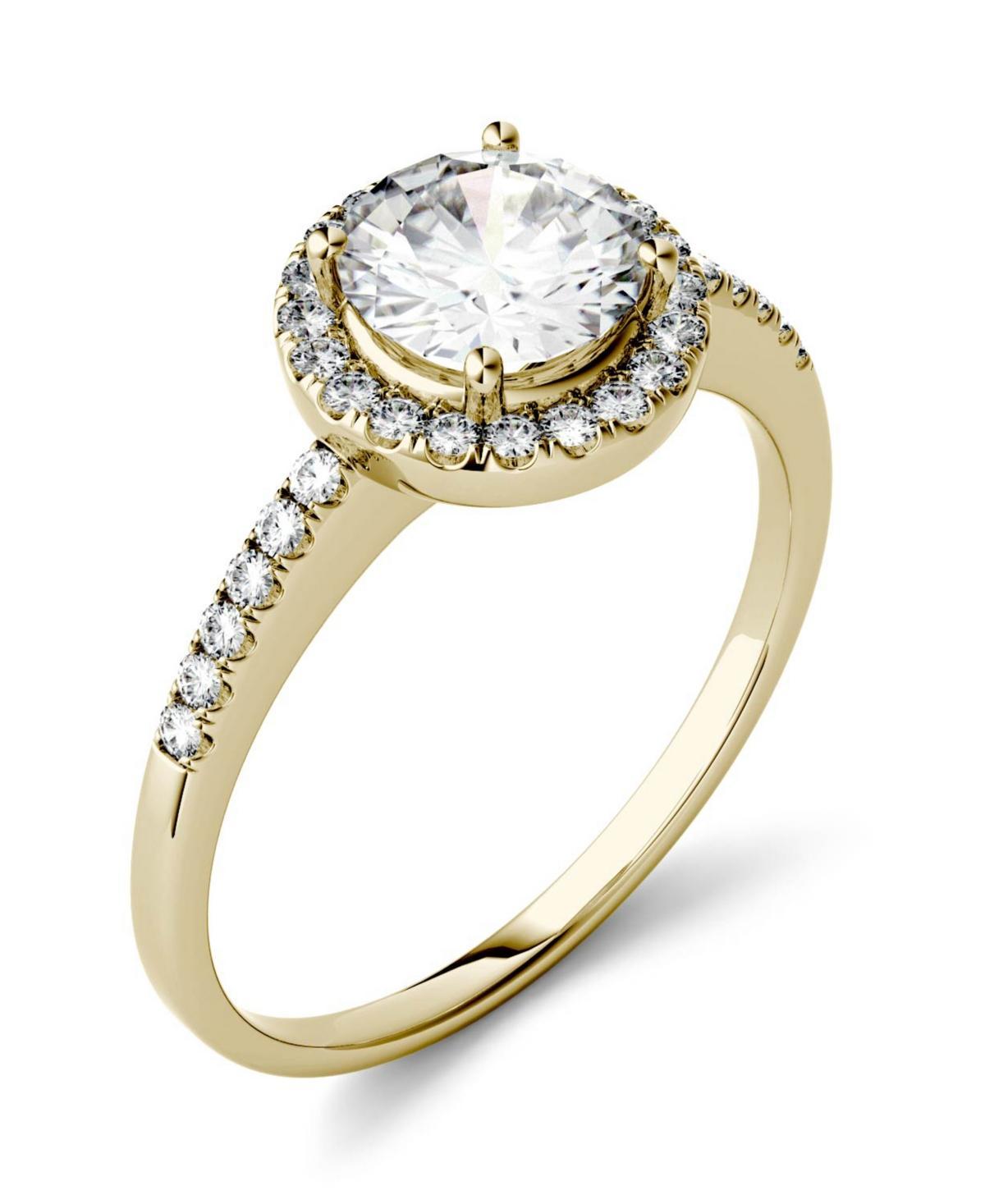 14k Gold 1 1/3 Carat T.W. Lab-Created Moissanite Round Halo Ring, Women's, Size: 9, Yellow Product Image