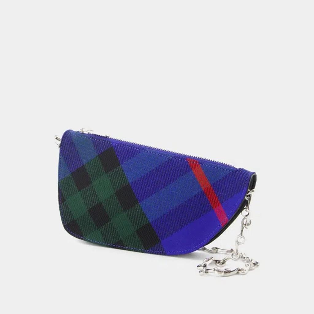 BURBERRY Micro Shield Wallet On Chain - Synthetic - Blue Product Image