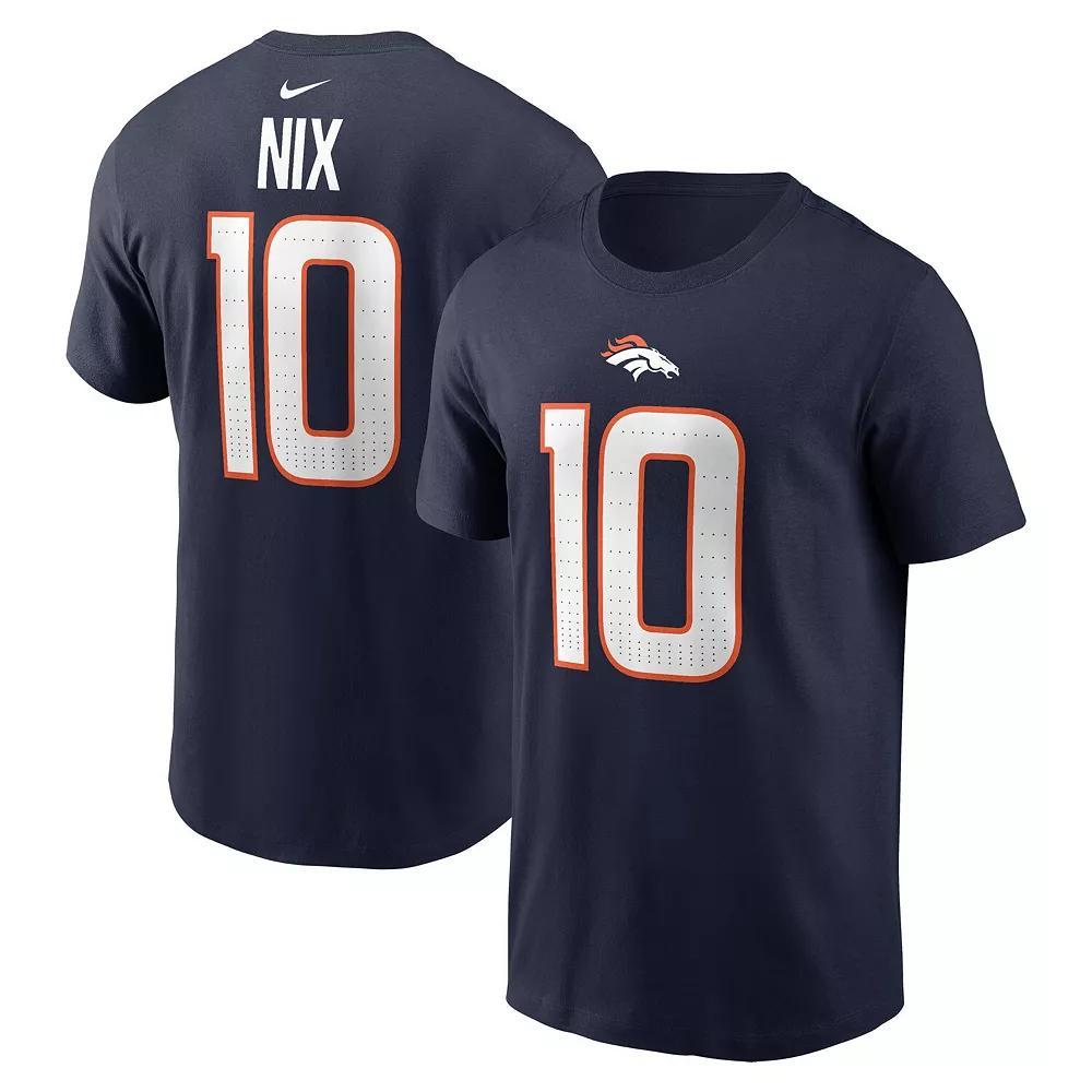 Men's Nike Bo Nix Navy Denver Broncos Player Name & Number T-Shirt, Size: Medium, Blue Product Image
