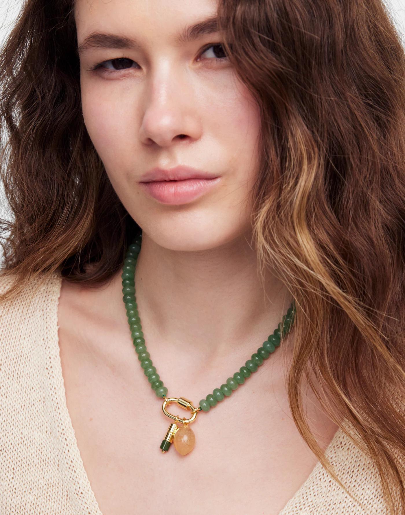 Semiprecious Beaded Lemon Charm Necklace Product Image