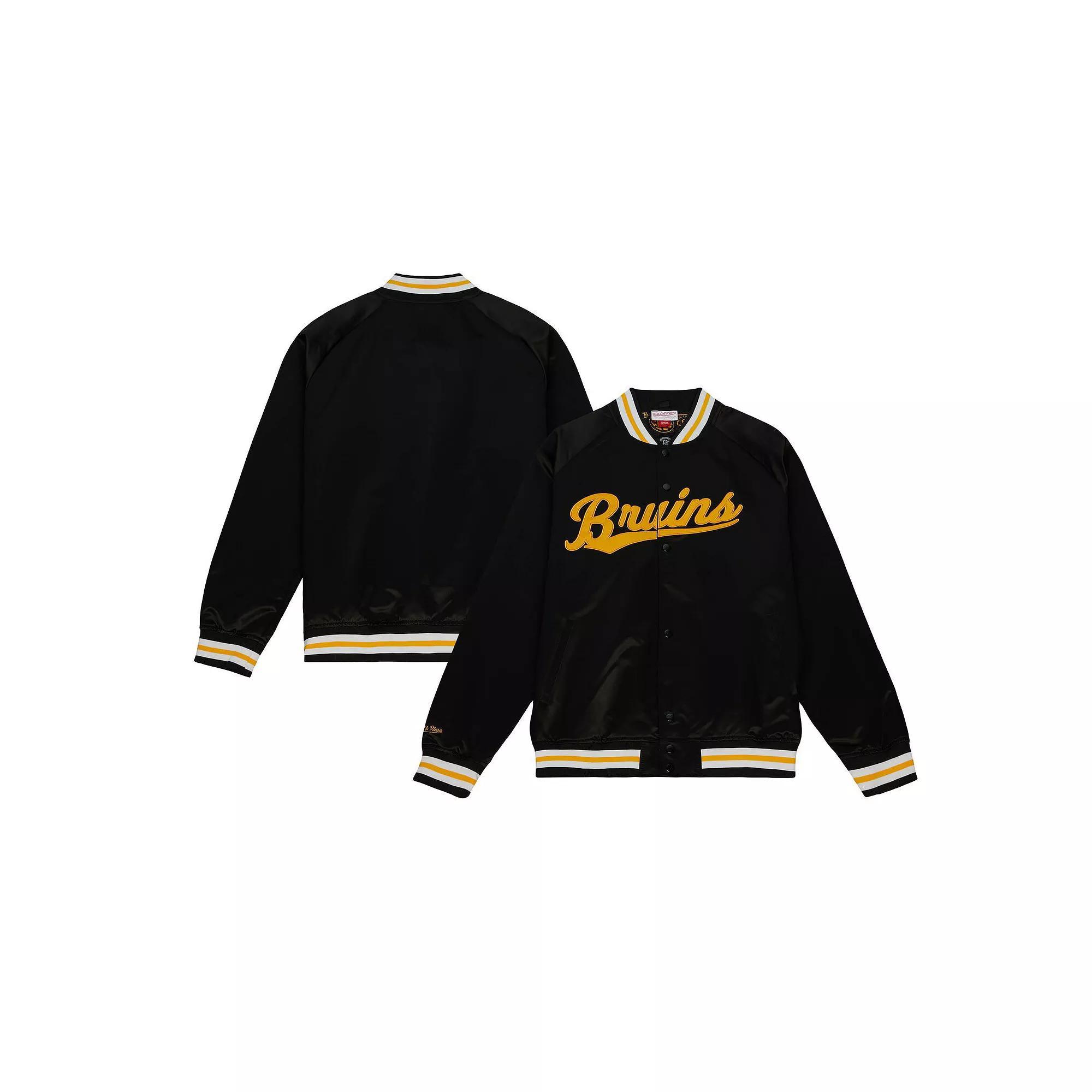Mens Mitchell & Ness Boston Bruins 100th Anniversary Satin Raglan Full-Snap Jacket Product Image