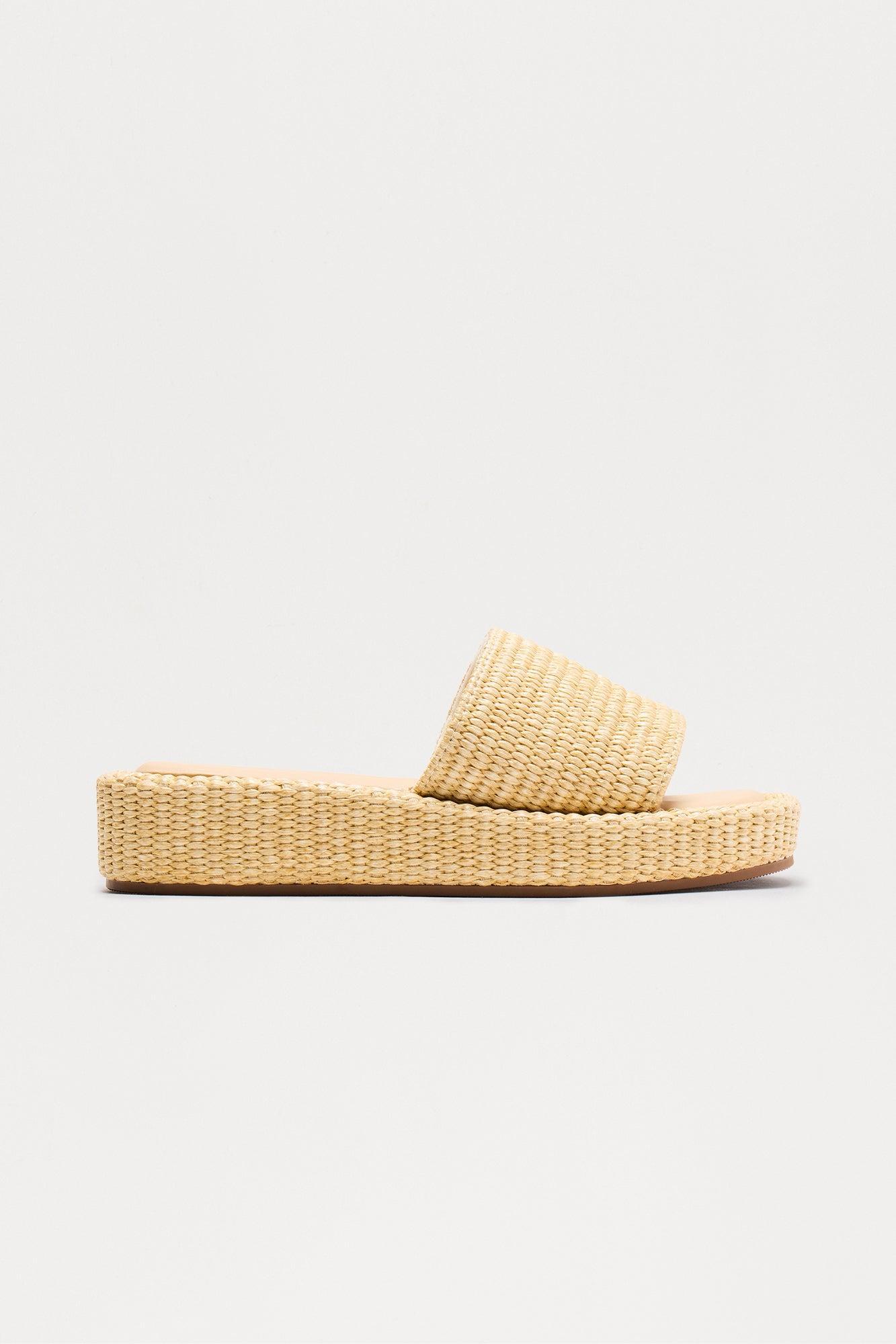 Kiwi Raffia Platform Sandals - Beige Product Image