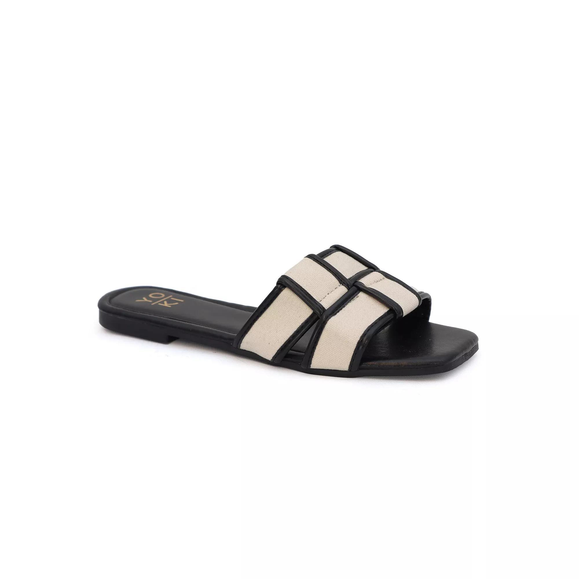Yoki Essie Women's Denim Checkered Stone & Fringe Sandals, Size: 6.5, Black Product Image