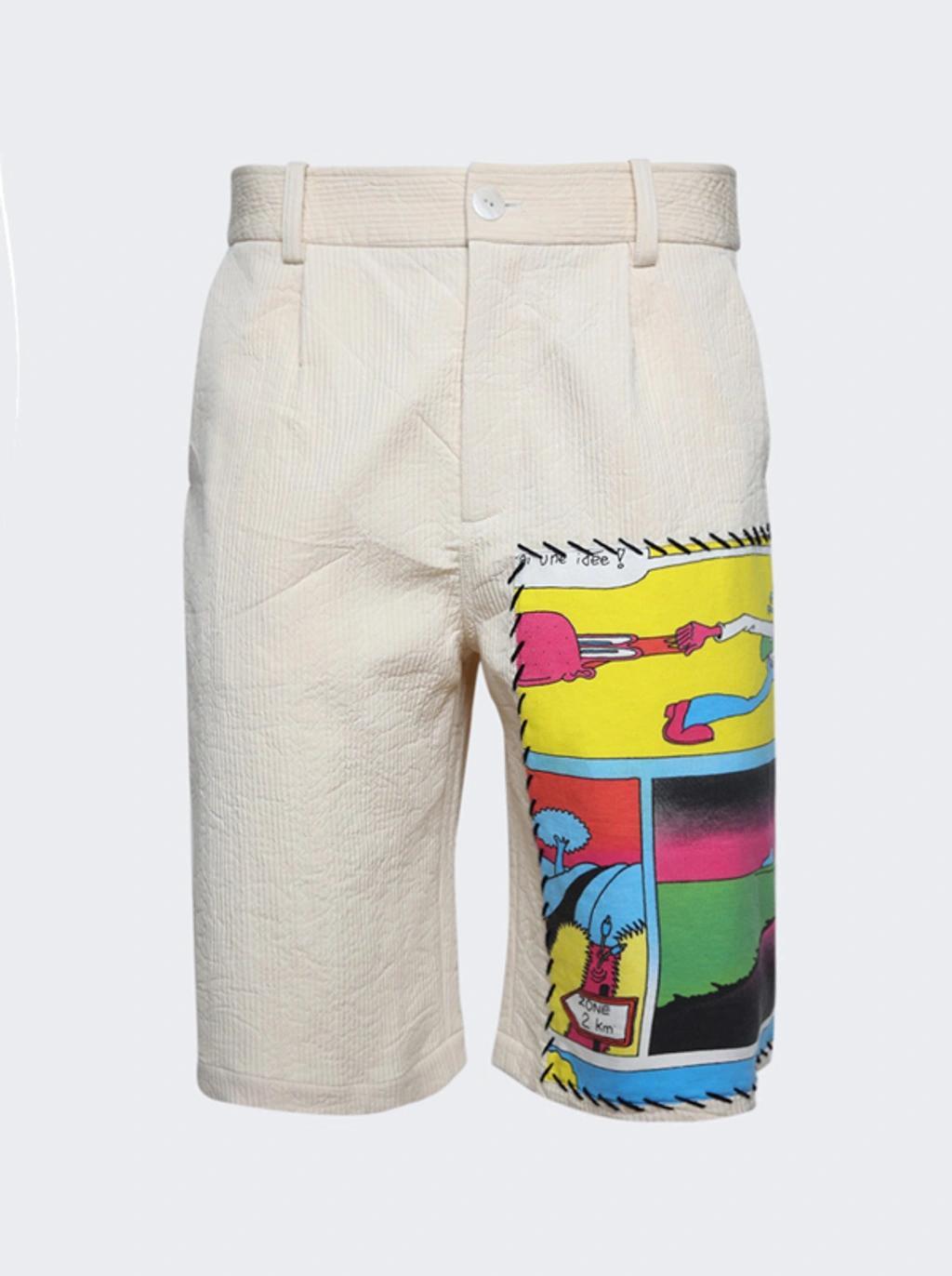 THE ELDER STATESMAN Virot Ripple Pleat Front Cotton Corduroy Shorts In Ivory Product Image
