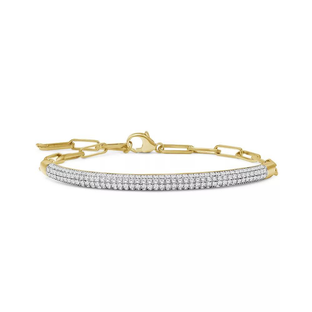 Jewelexcess 14k Gold Over Silver 1 1/2 Carat T.W. Diamond Pave Bracelet, Women's, Gold Tone Product Image