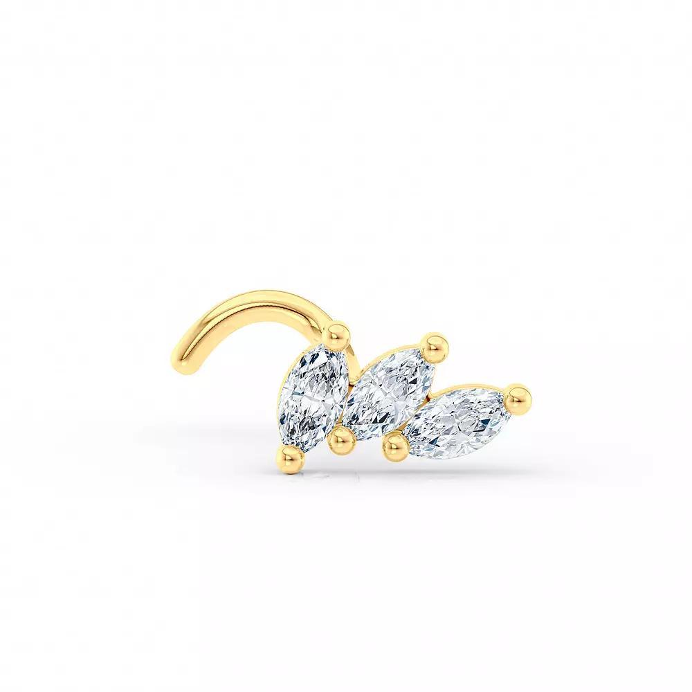 Lila Moon 14k Gold Cubic Zirconia 3-Stone Marquise Curved Nose Ring, Women's Product Image