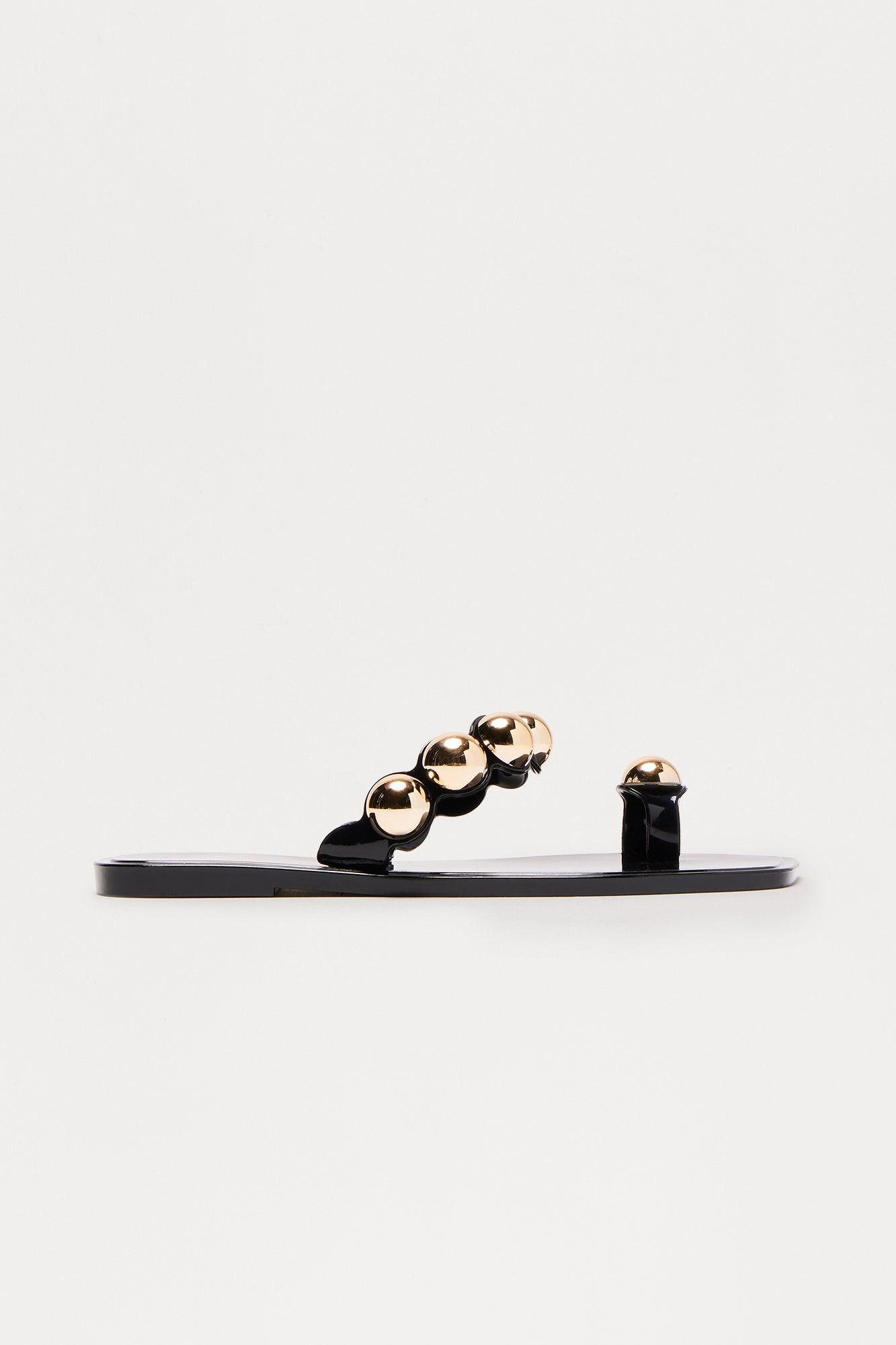 Radiate Toe Ring Jelly Sandals - Black Product Image