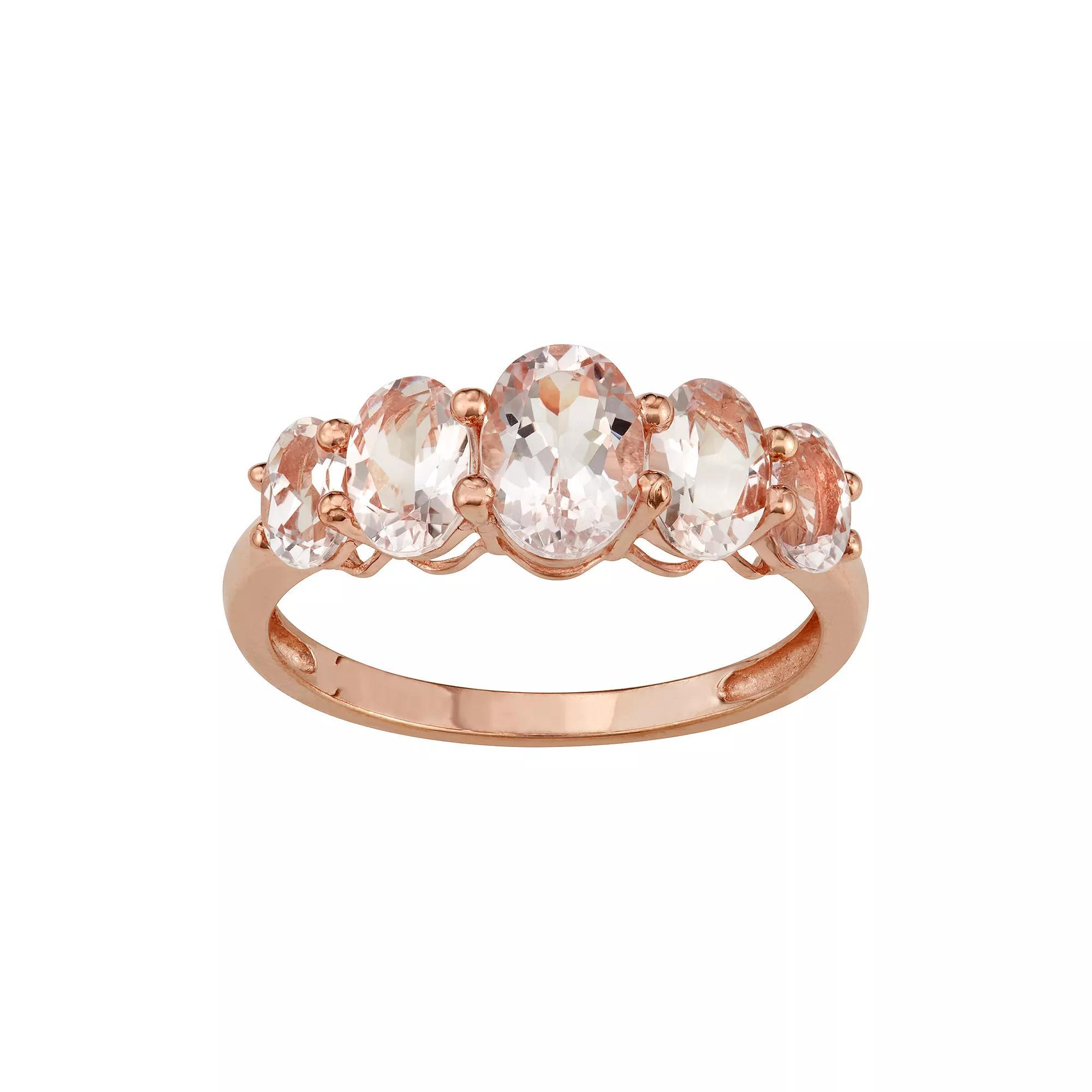 Tiara 10k Rose Gold Morganite 5-Stone Ring, Women's, Size: 9, 10k Gold Product Image