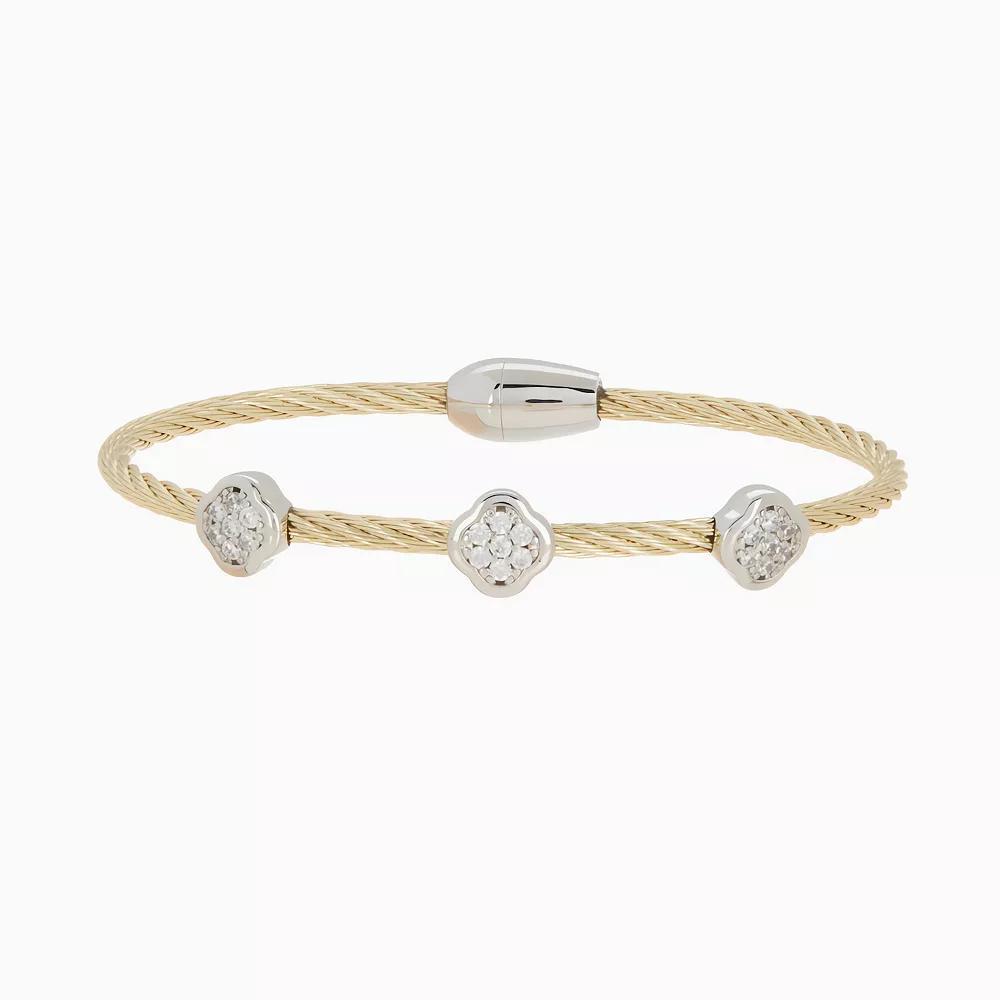 Juvell 18k Gold Plated Station Cubic Zirconia Bangle Bracelet, Women's, Size: 7", Gold Tone Product Image