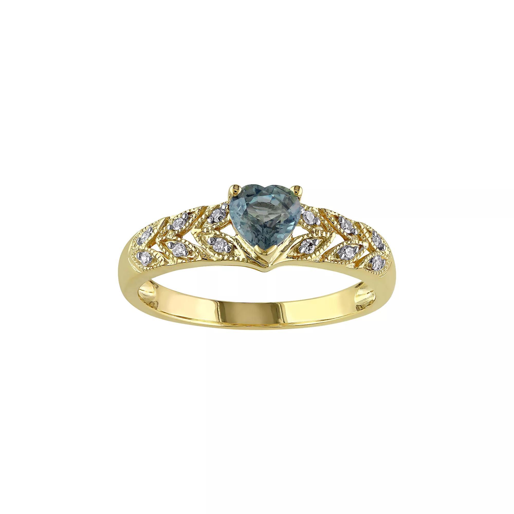 Stella Grace Green Sapphire & Diamond Accent 10k Gold Heart Ring, Womens Product Image
