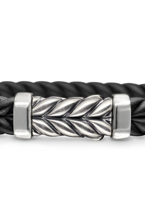Mens Chevron Bracelet in Black Rubber with Sterling Silver, 9mm Product Image