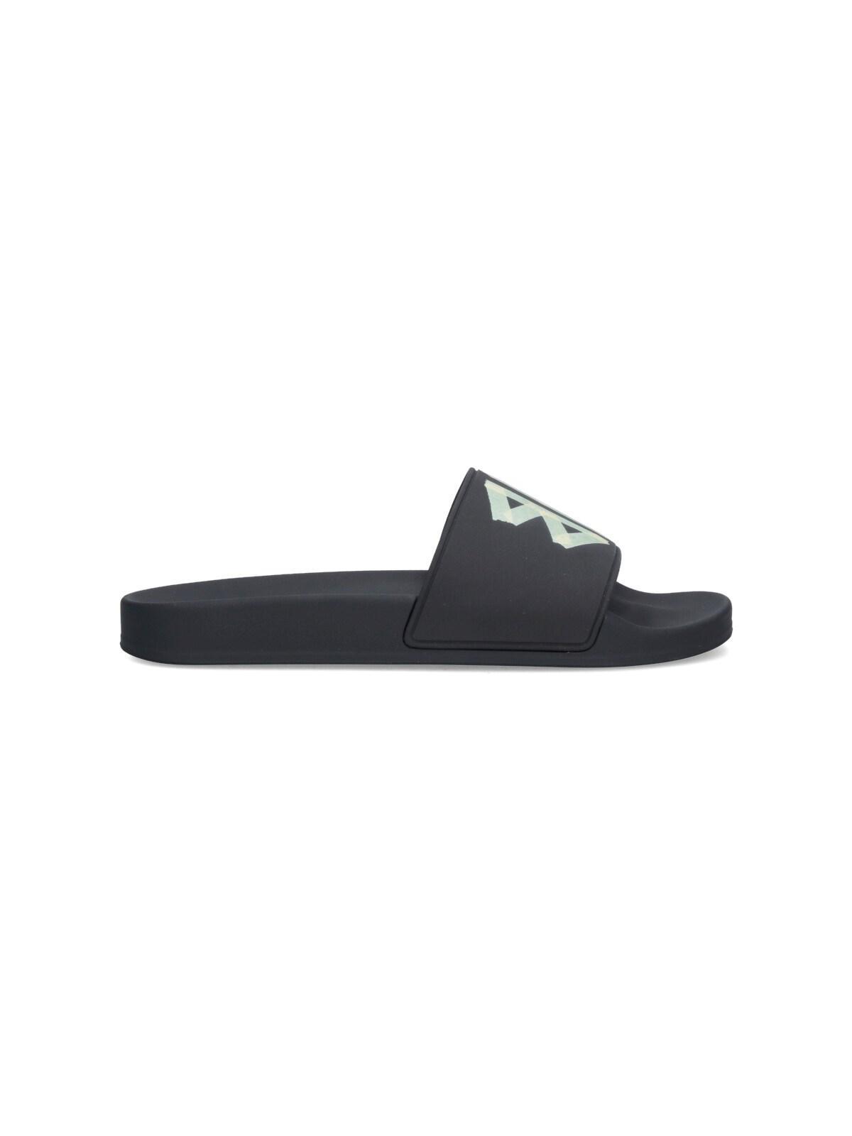 Black Logo-Print Pool Slides Product Image