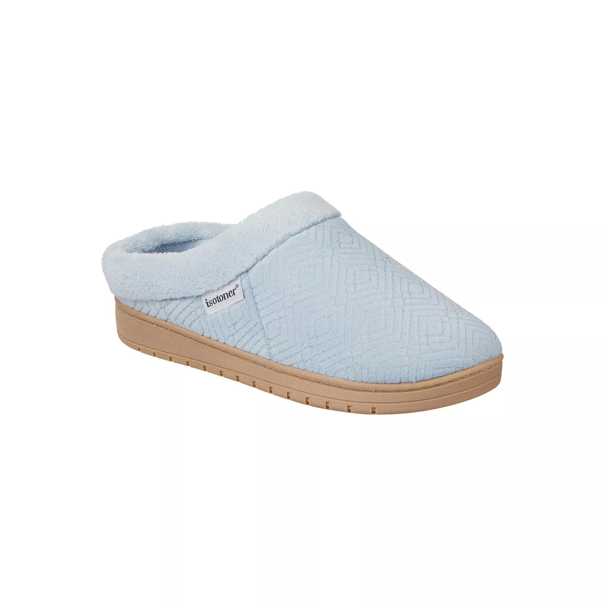 isotoner Gemma Sculpted Microterry Hoodback Women's Slippers, Size: Large, Blue Fog Product Image