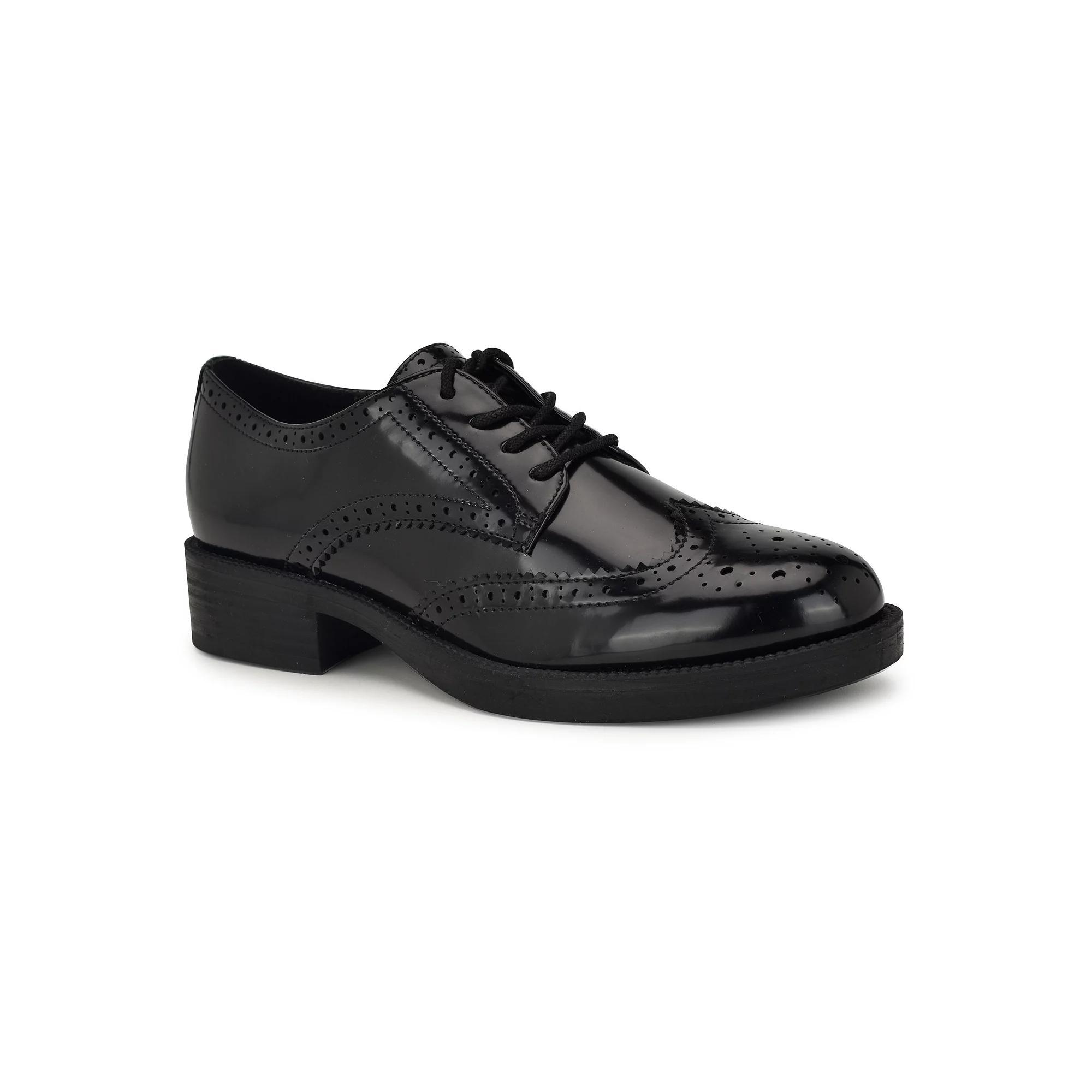 Nine West Studey Women's Heeled Casual Lace-up Loafers, Size: 7.5, Black Patent Product Image