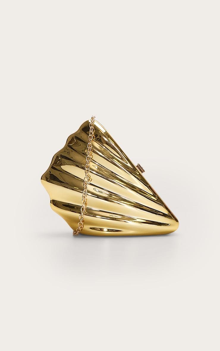 Gold Abstract Shell Hard Clutch Bag Product Image