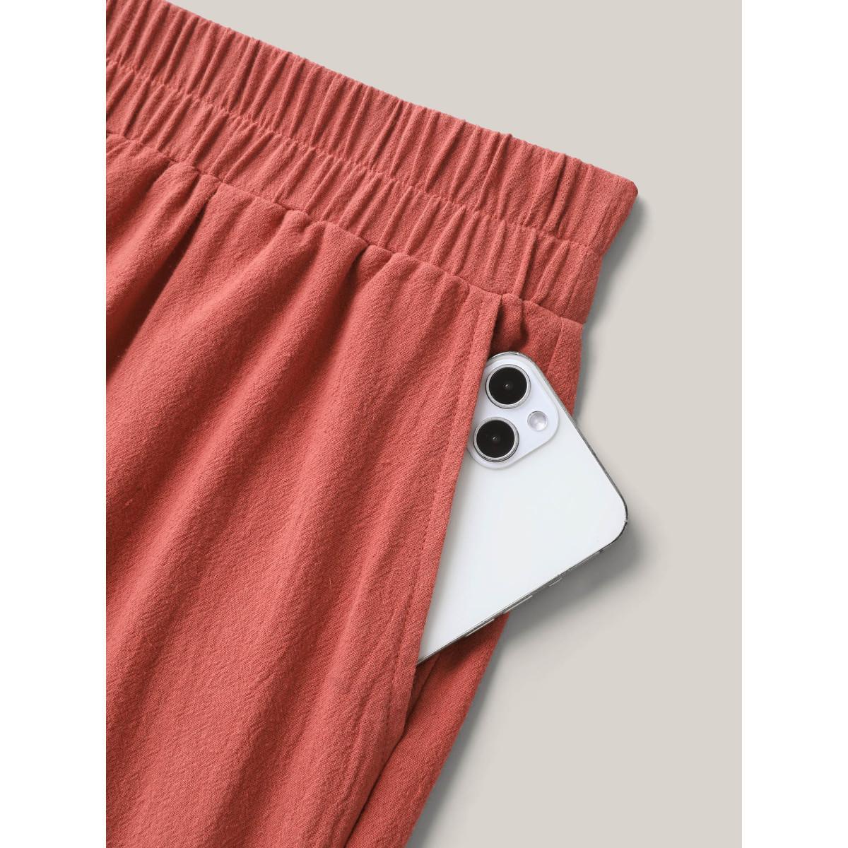 Plus Size Lace Trim Waist-Tie Shorts Women Russet Elegant Cut-Out Straight Leg Everyday-Elegant Shorts BloomChic 14-16/1X Product Image