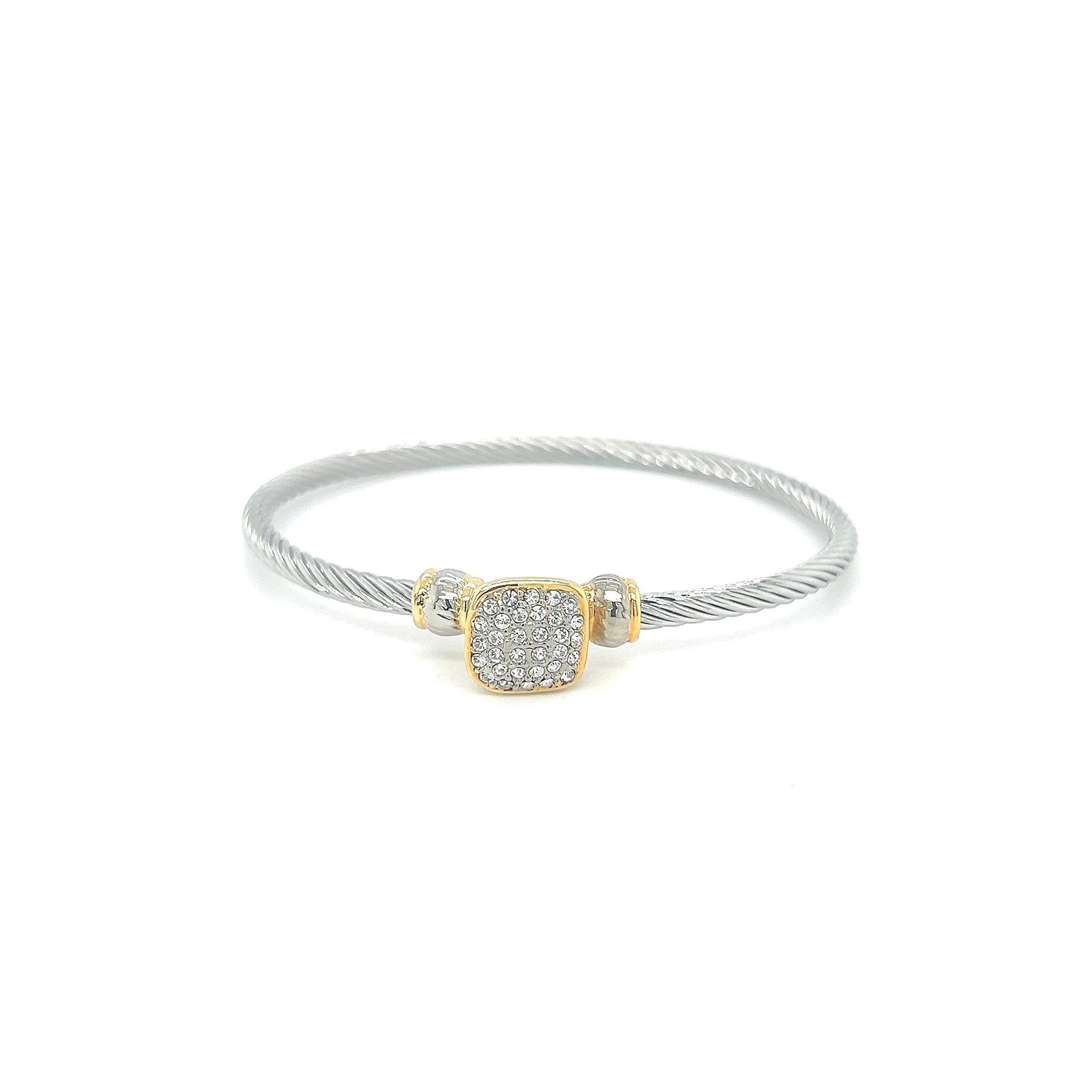 Juvell Two Tone 18k Gold Plated Cubic Zirconia Bangle Bracelet, Women's, Size: 7" Product Image