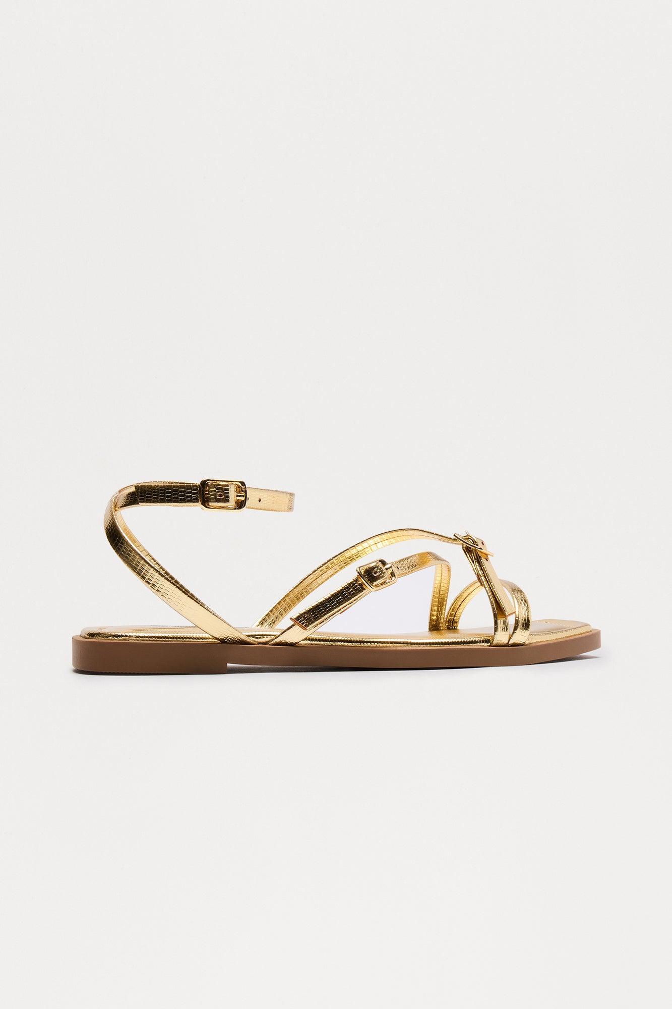 Orlando Ankle Strap Sandals - Gold Product Image