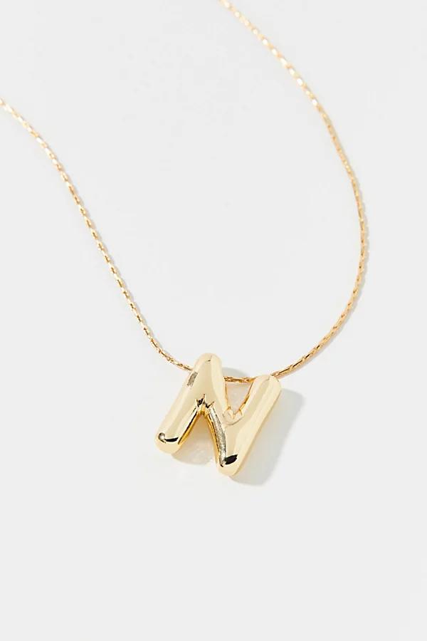 14k Gold Plated Bubble Initial Charm Necklace, Womens at Urban Outfitters Product Image