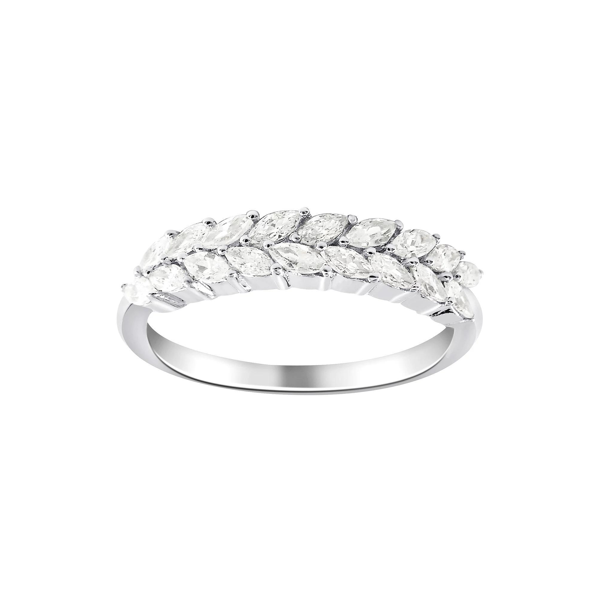 SIRI Rhodium-Plated Sterling Silver Cubic Zirconia Ring with Marquise Cluster Design, Women's, Size: 6 Product Image