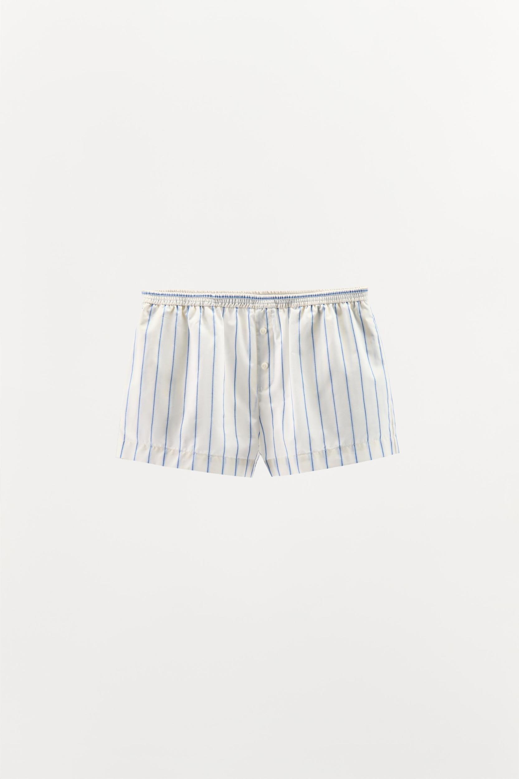STRIPED CROPPED PAJAMA SHIRT Product Image