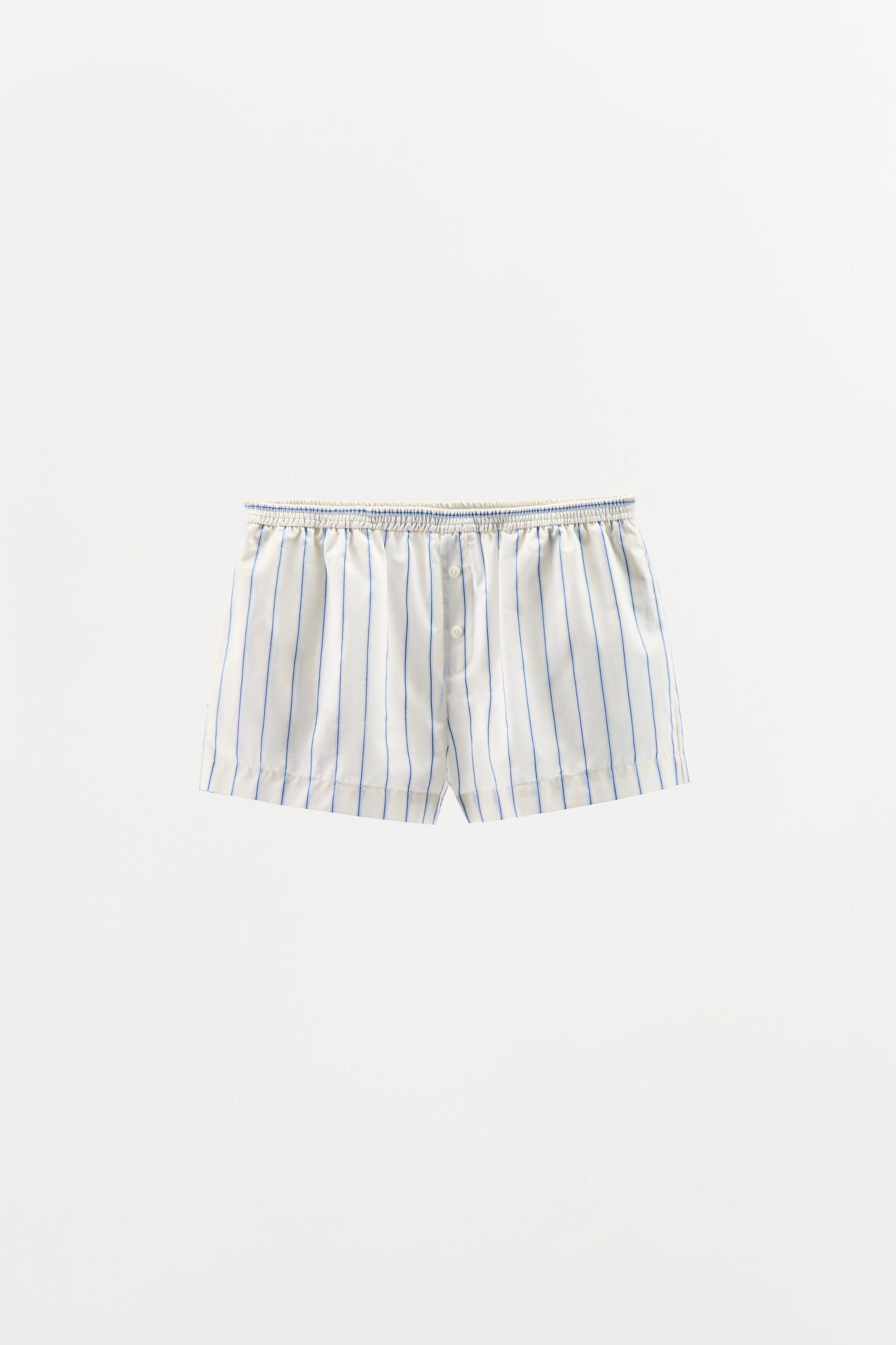 STRIPED CROPPED PAJAMA SHIRT Product Image