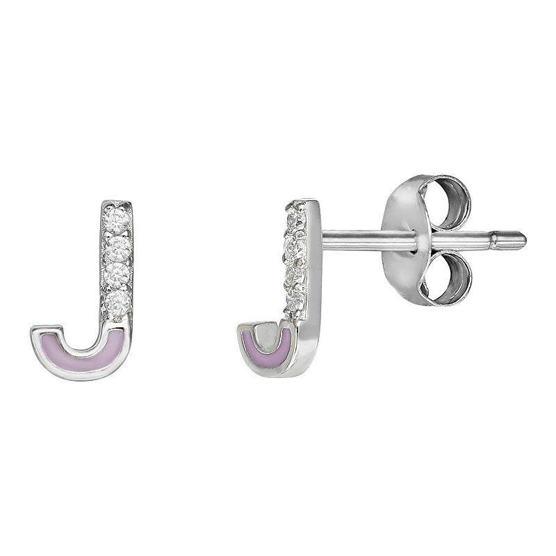 PRIMROSE Sterling Silver Cubic Zirconia Initial Stud Earrings, Women's, Orange K Product Image