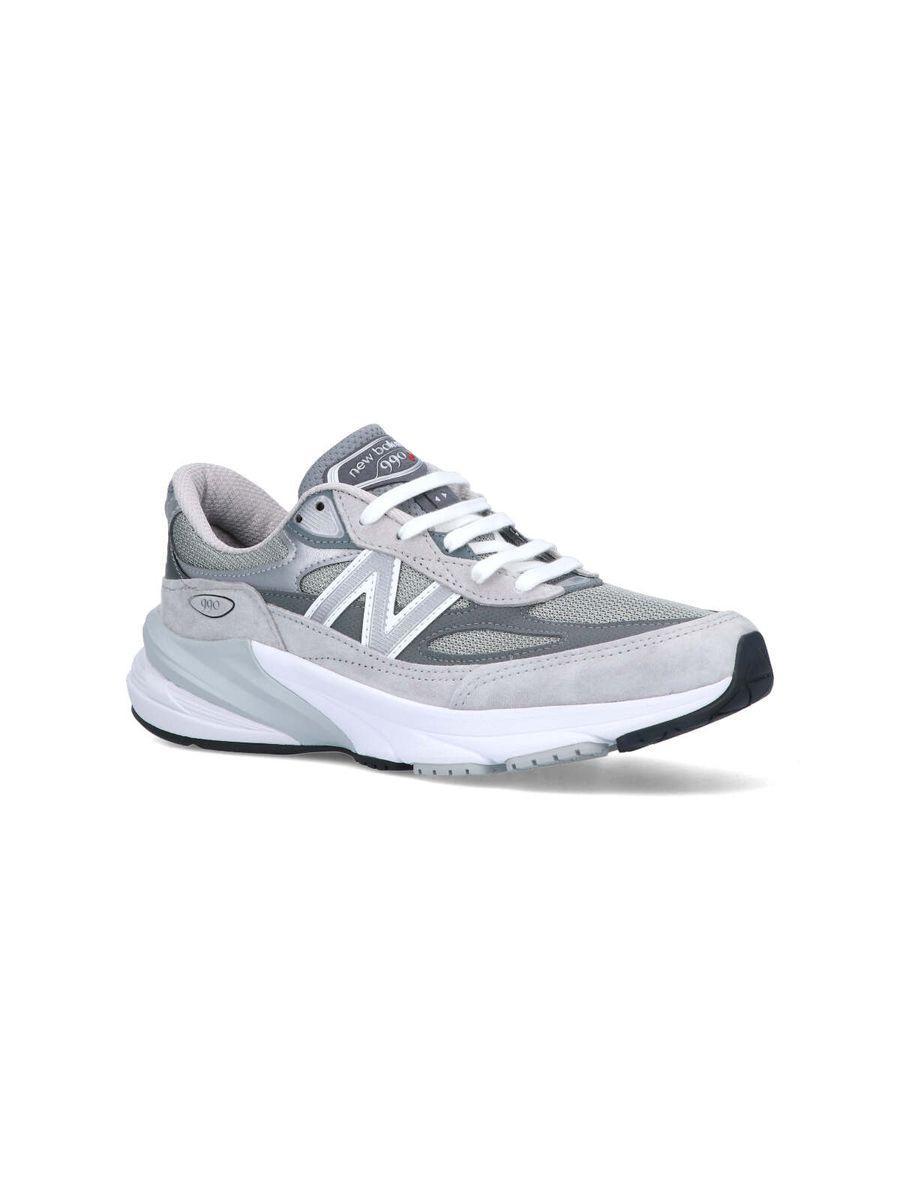 NEW BALANCE Grey Low Top Sneakers With Logo Detail In Suede And Tech Fabric Man Product Image