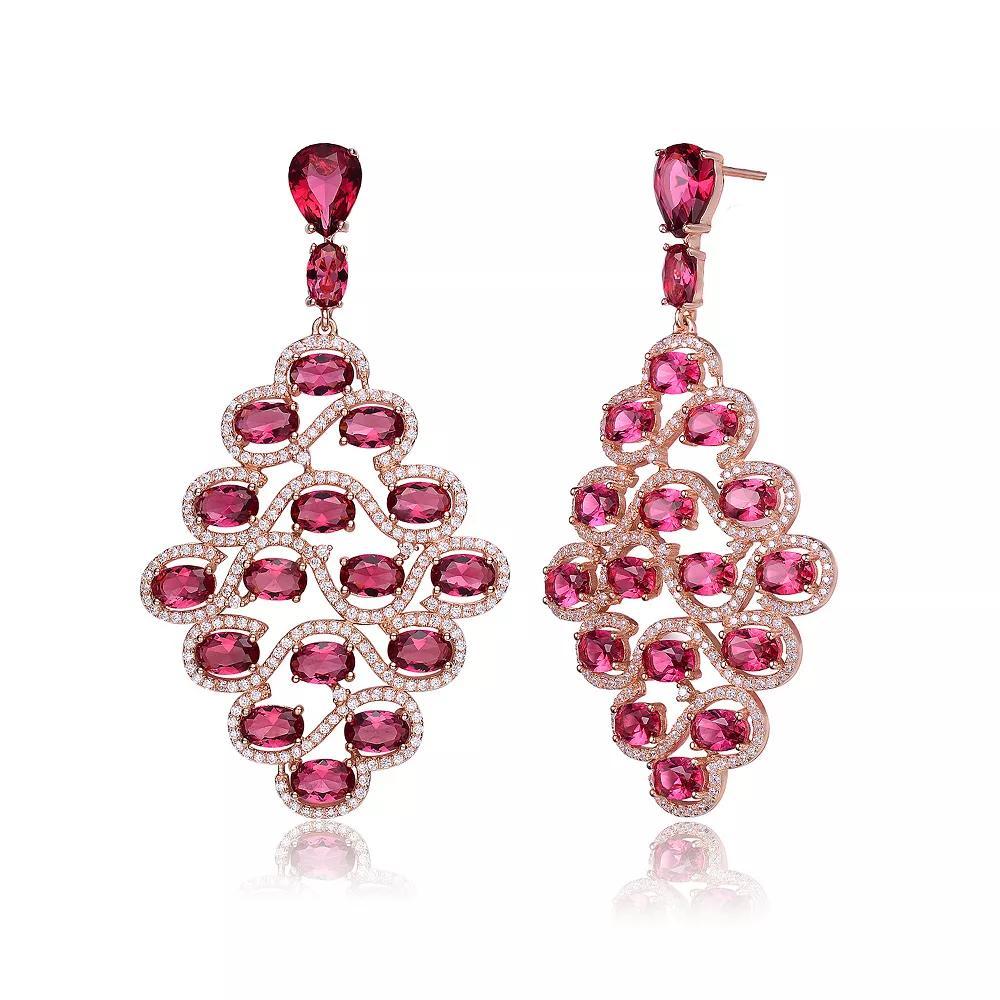 18k Rose Gold over Sterling Silver Cubic Zirconia Drop Earrings, Womens, Pink Tone Product Image