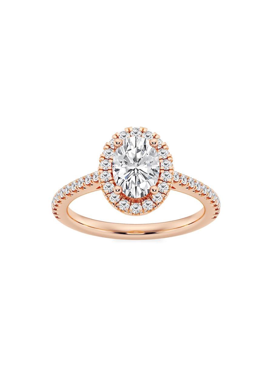 Womens 14K Rose Gold & Oval Lab-Grown Diamond Halo Ring/1.30-3.60 TCW Product Image