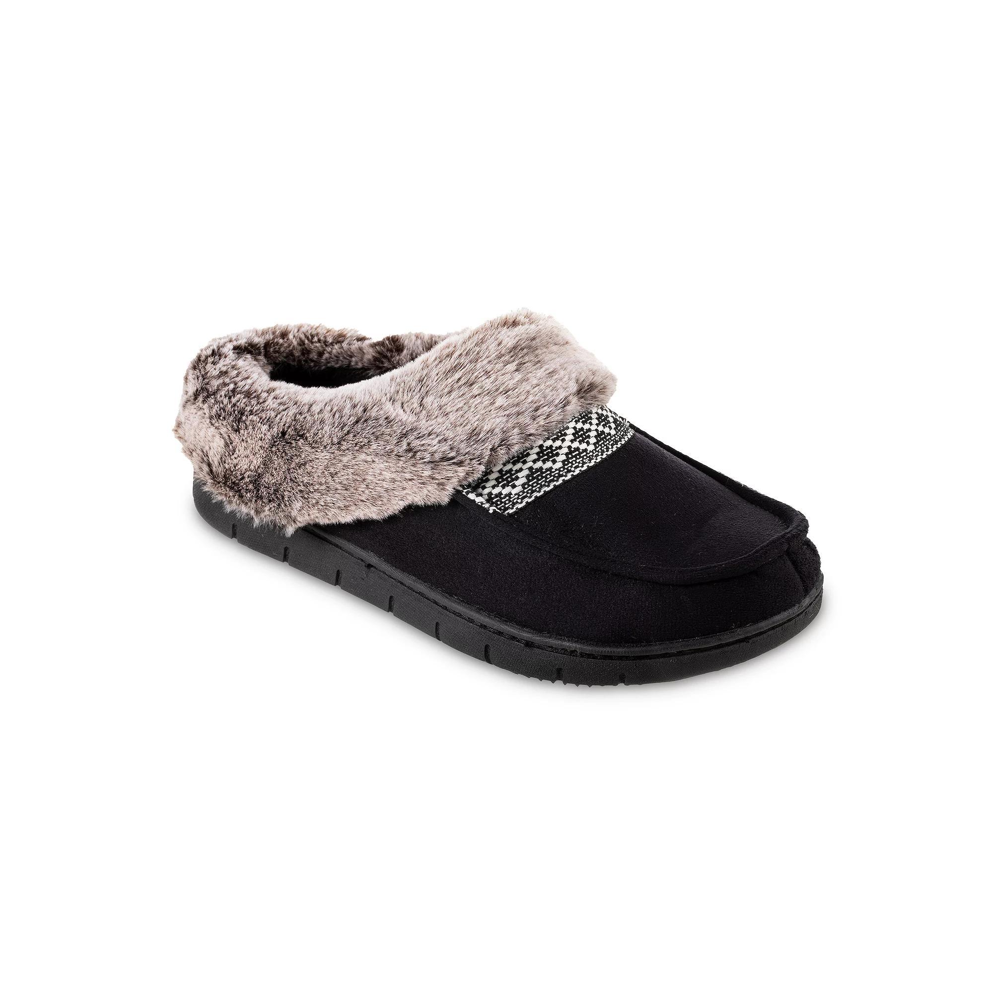isotoner Faux-Fur Womens Memory Foam Comfort Hoodback Slippers Product Image