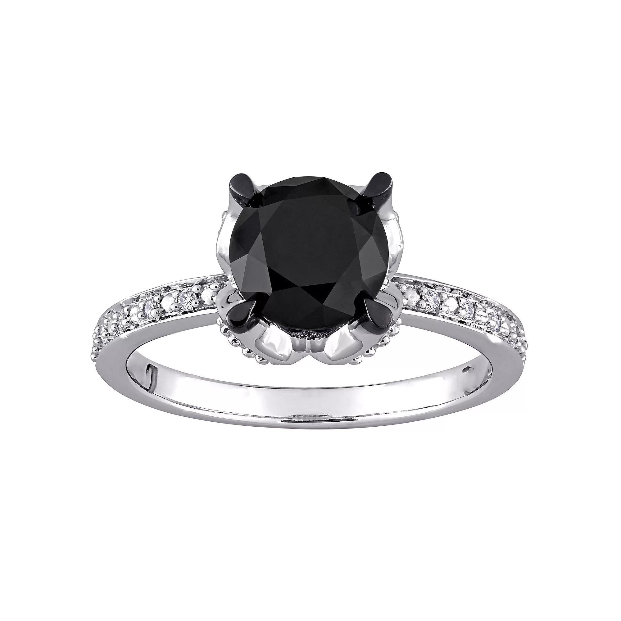 Stella Grace 14k White Gold 2 Carat T.W. Black & White Diamond Solitaire Engagement Ring, Women's, Size: 6, 14k Whgold Product Image