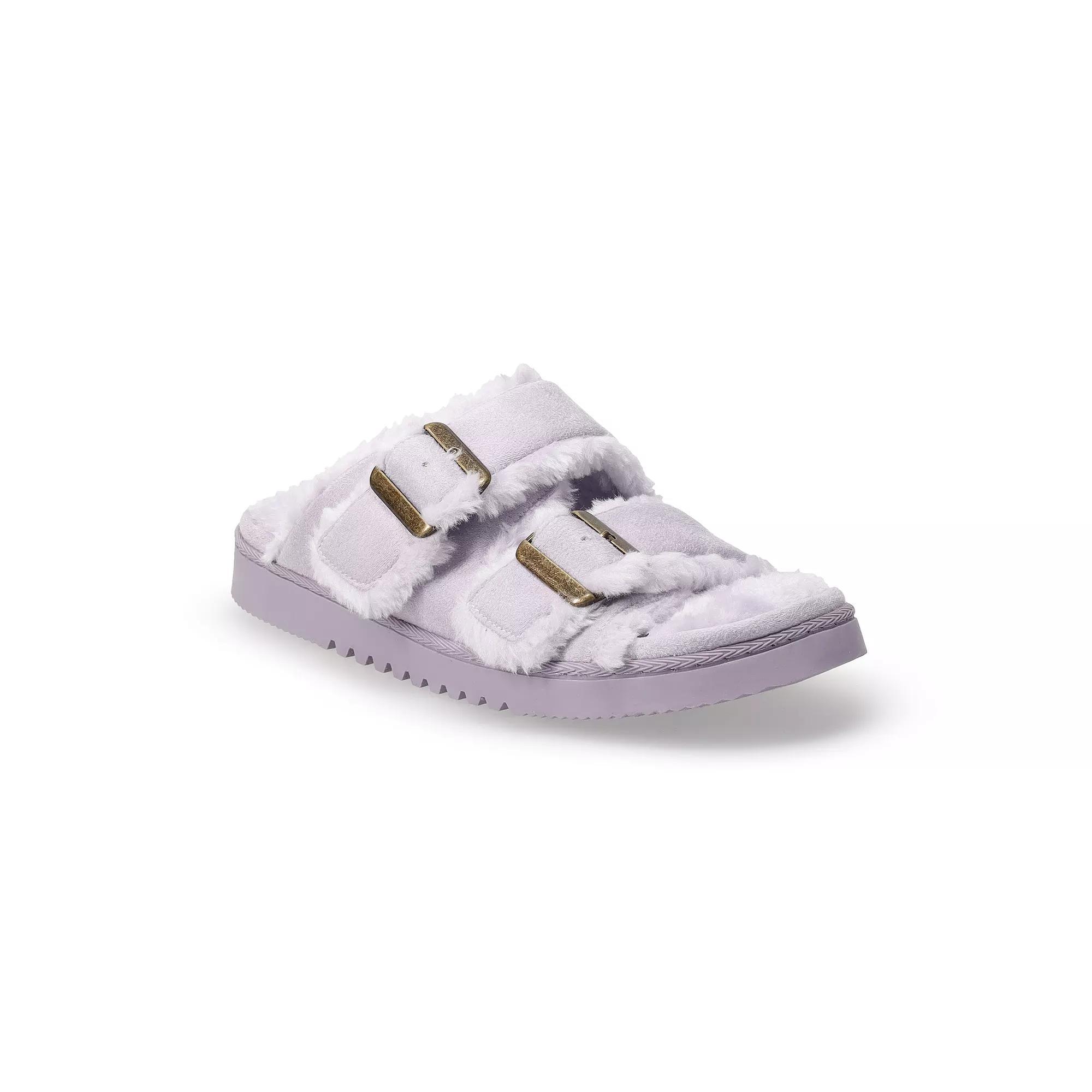 Women's Sonoma Goods For Life® Norna Two Band Faux Fur Sandal Slippers, Size: Small, Purple Product Image