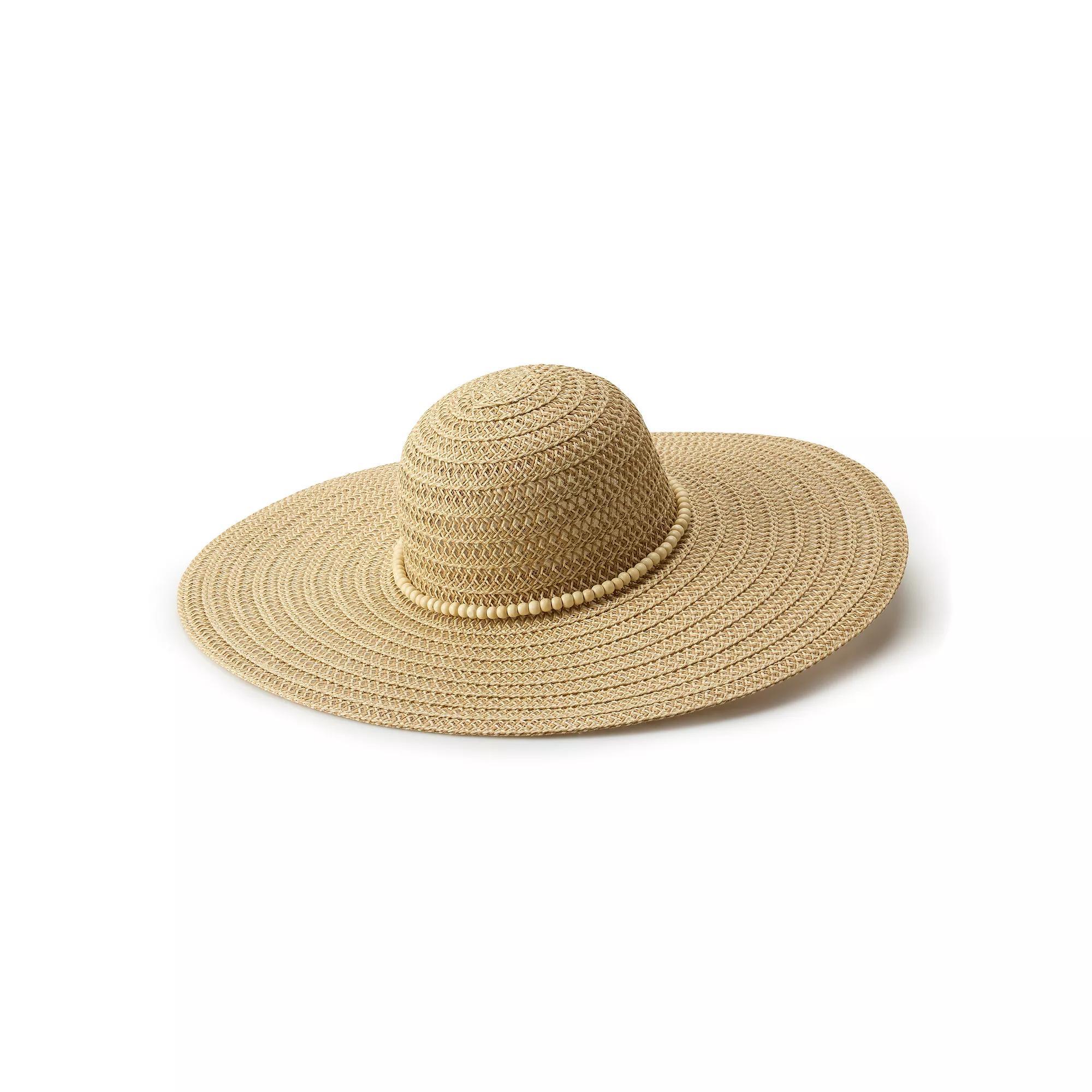Women's Sonoma Goods For Life® Beaded Trim Oversized Floppy Hat, Warm Natural Product Image