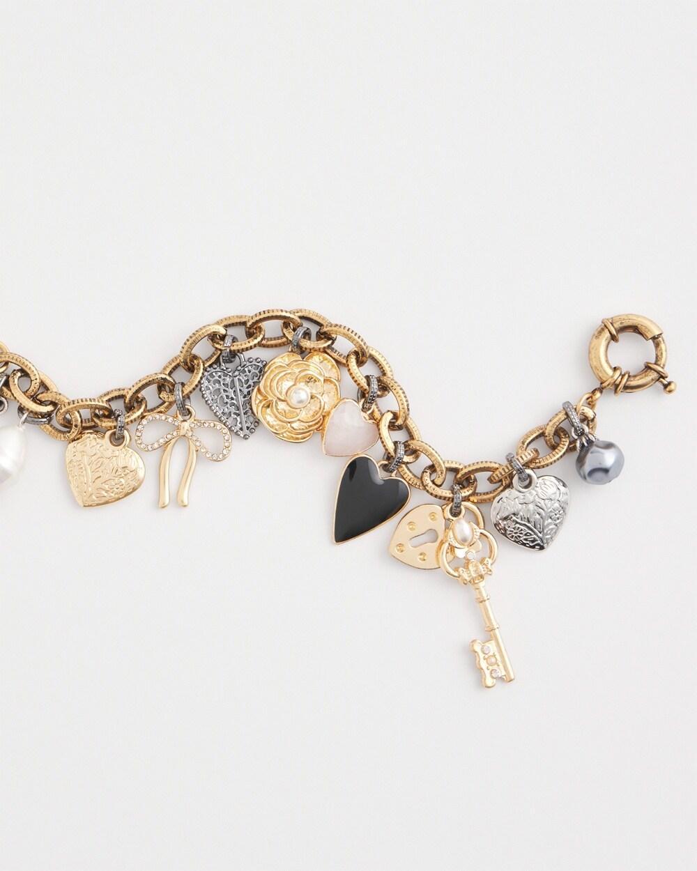 Mixed-Metal Heart Charm Bracelet Product Image