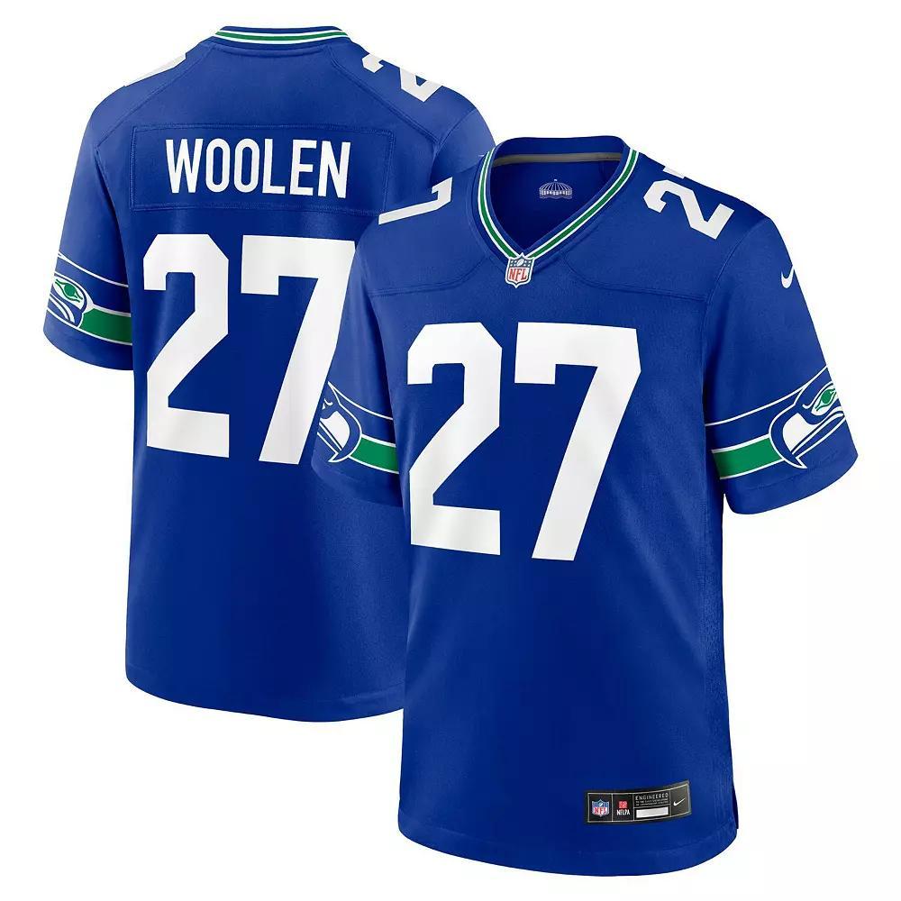 Men's Nike Tariq Woolen Royal Seattle Seahawks Throwback Player Game Jersey, Size: XL, Blue Product Image