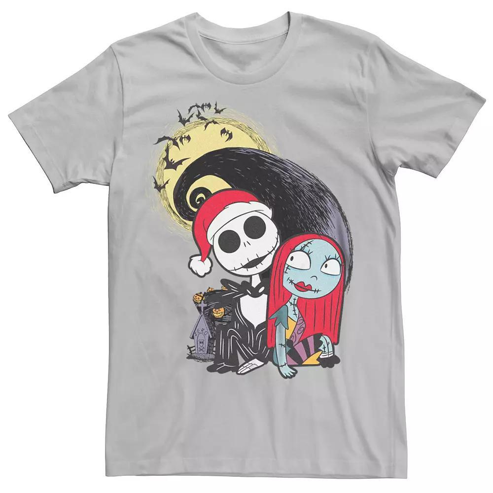 Disney's The Nightmare Before Christmas Men's Jack And Sally Spiral Hill Tee, Size: XL, Silver Product Image