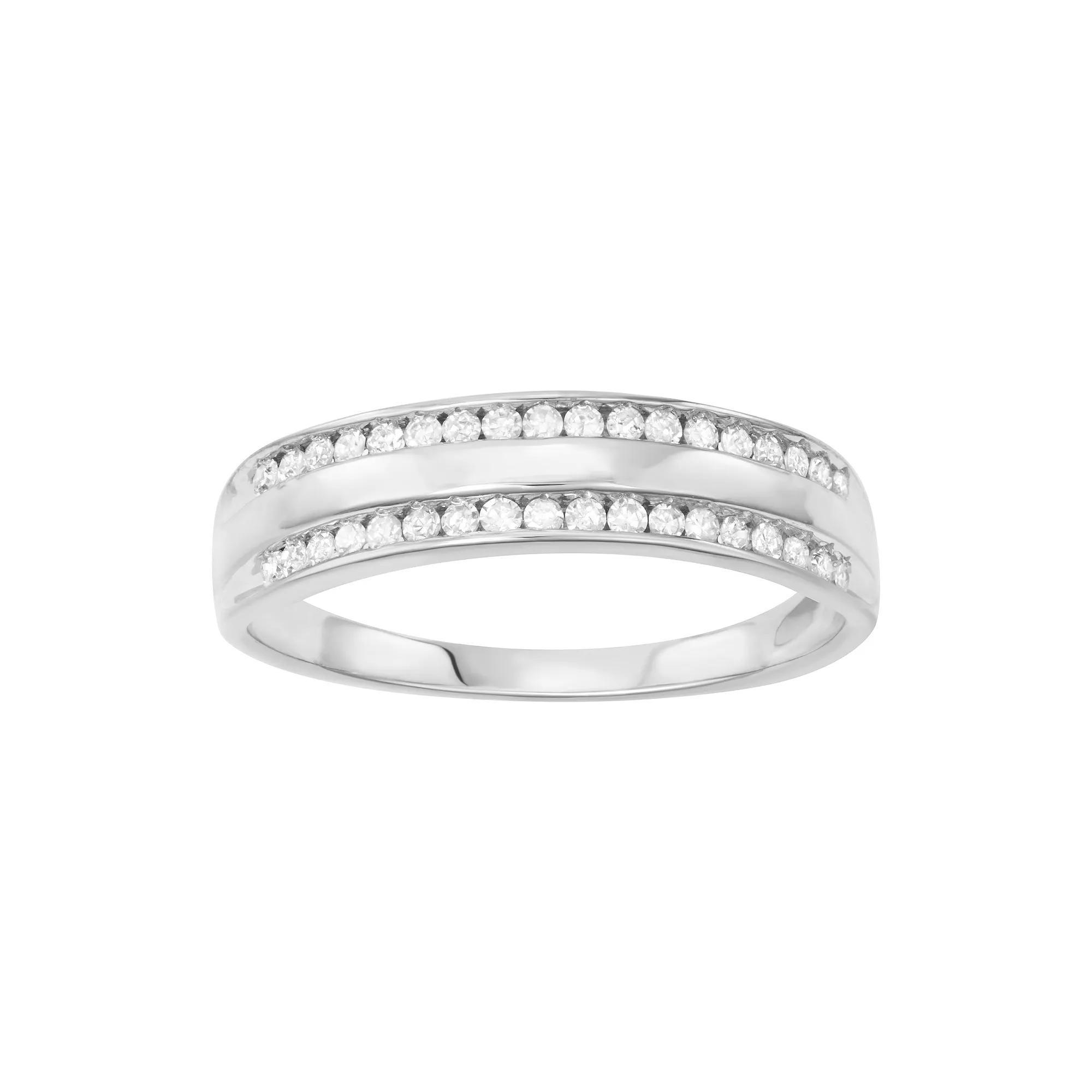 Sterling Silver 1/4 Carat T.W. Diamond Rail Road Ring, Women's, Size: 9 Product Image