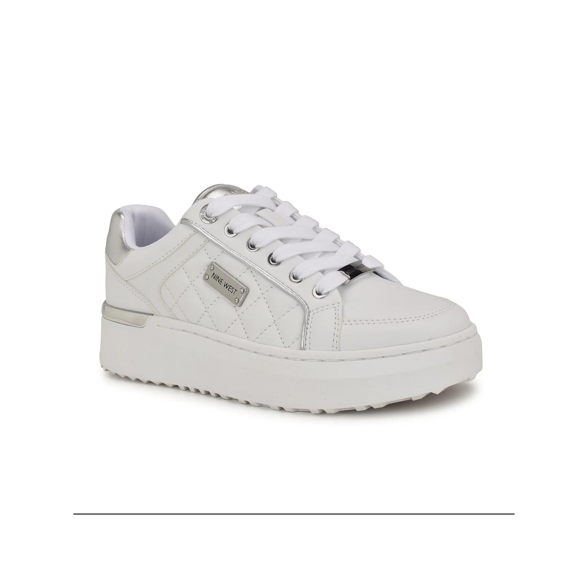 Nine West Cafee Women's Platform Sneakers, Size: 5, White Silver Product Image