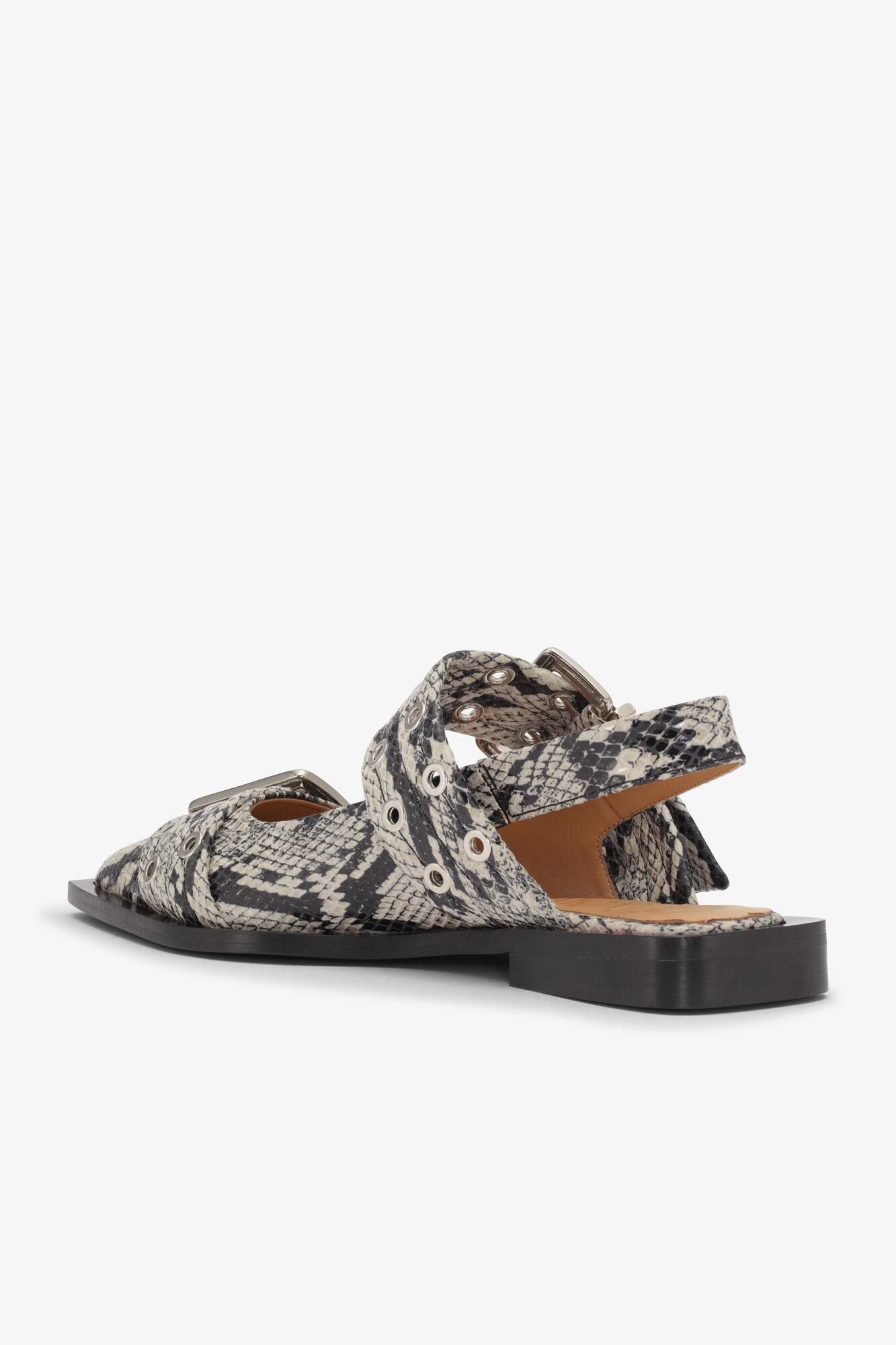 Snake Printed Feminine Buckle Ballerinas Product Image