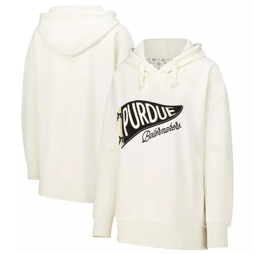 Women's Pressbox  Cream Purdue Boilermakers Marni Pullover Hoodie, Size: Large, Beige Product Image