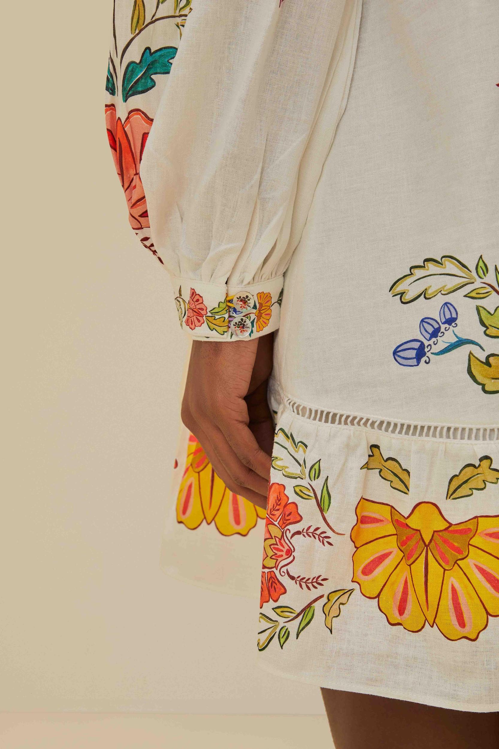 Off-White Floral Insects Mini Dress Product Image