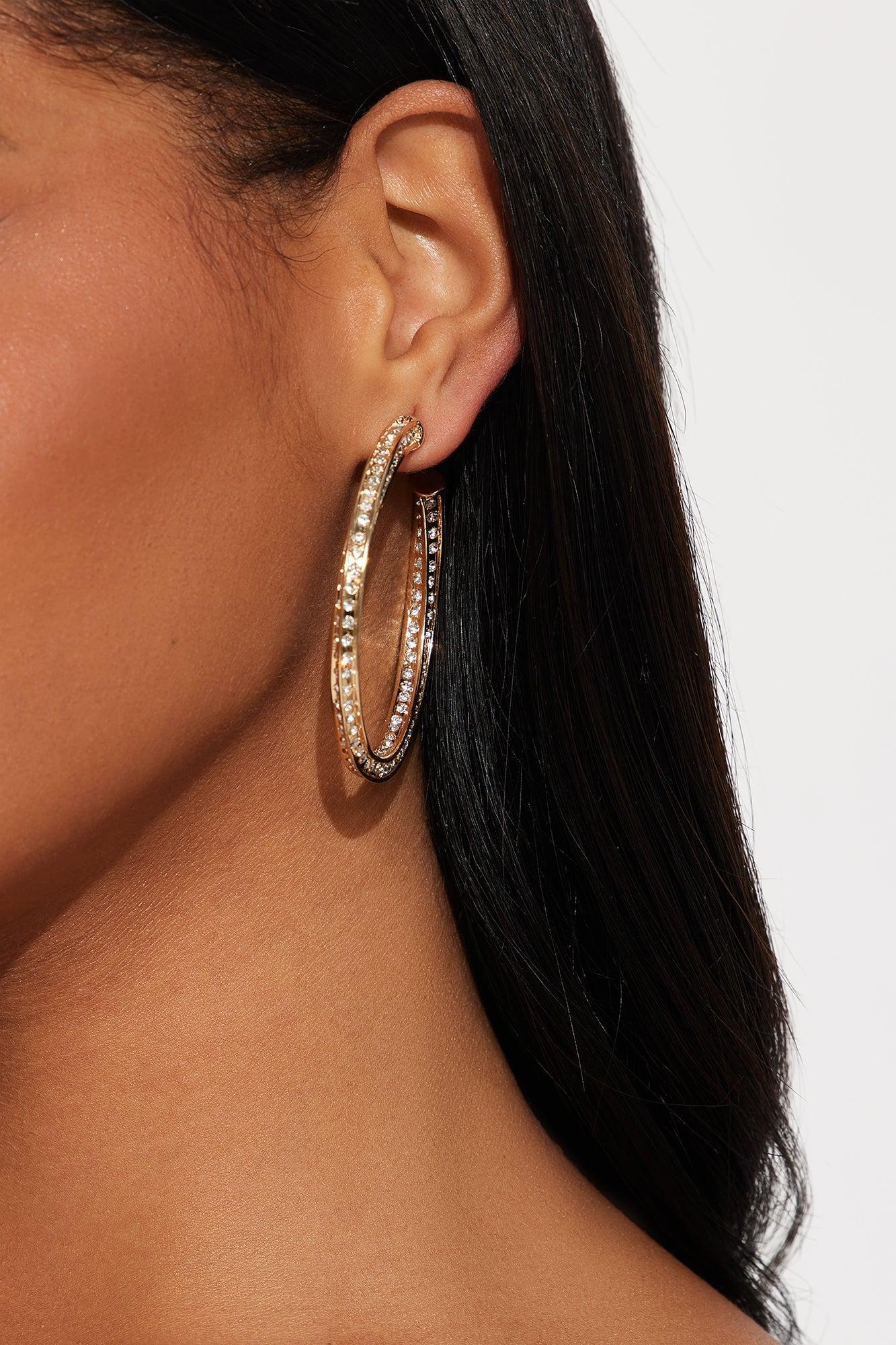 Crystal Orbit Hoop Earrings - Gold Female Product Image