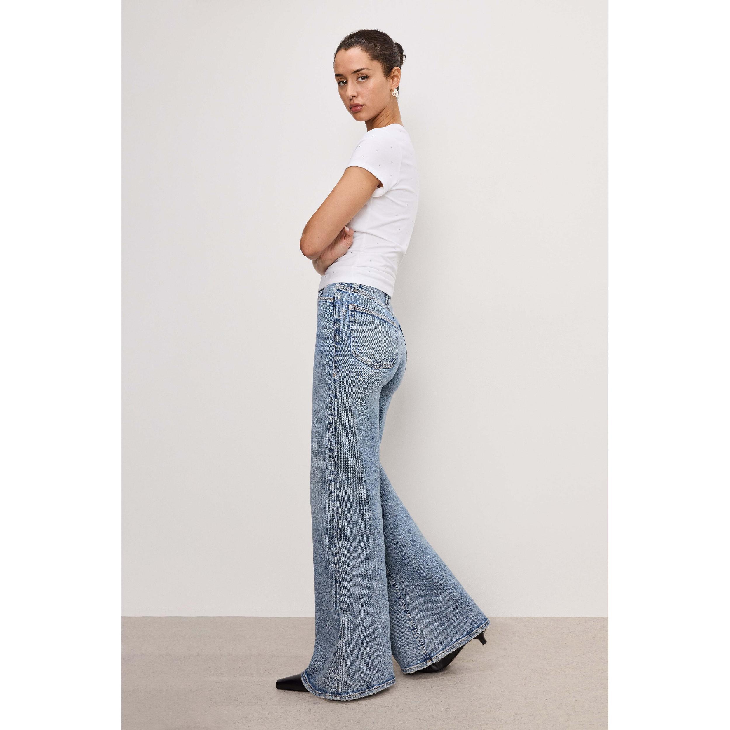 Womens Good Waist HIgh-Rise Palazzo Jeans Product Image