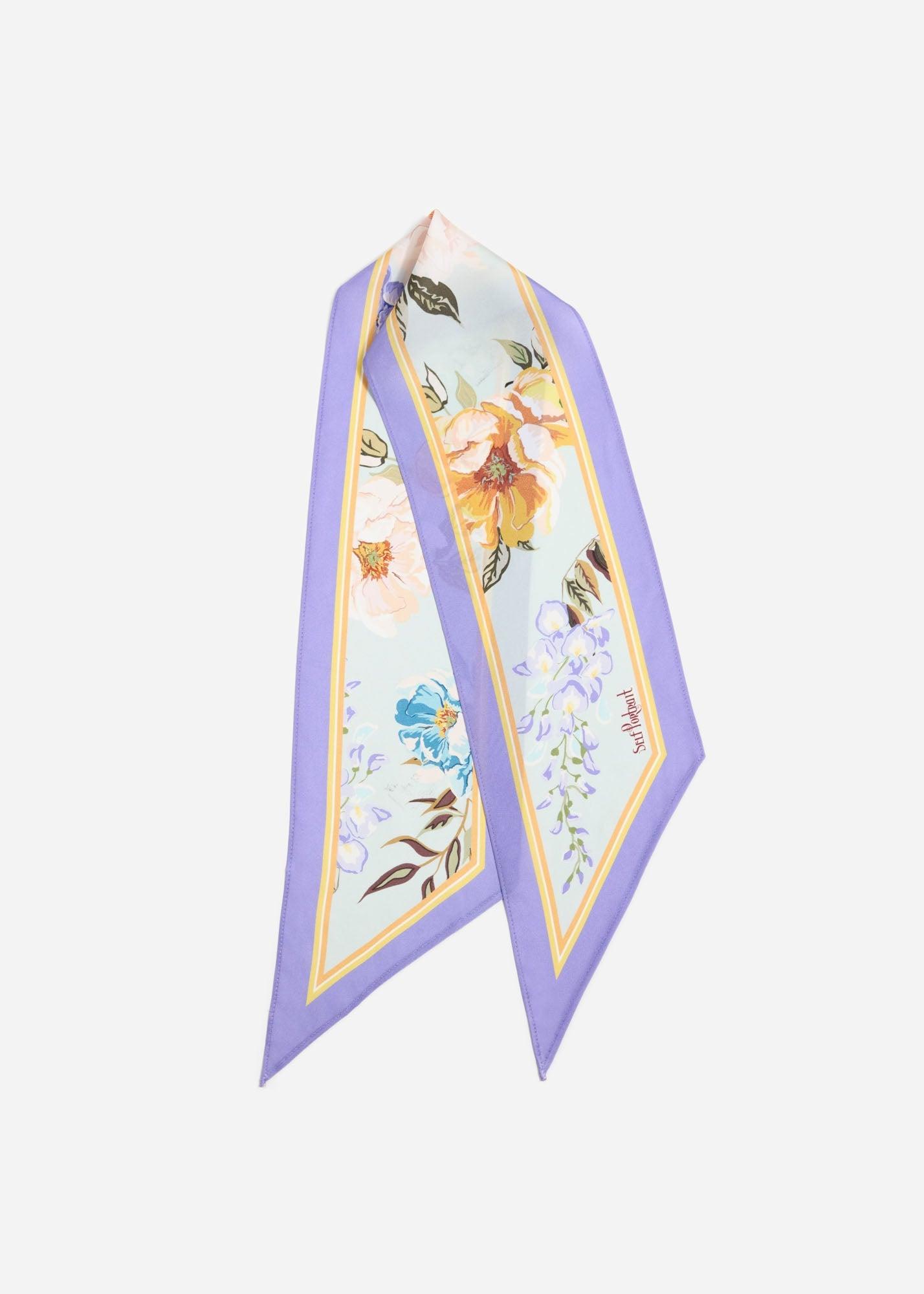 Blue Floral Twill Scarf Product Image