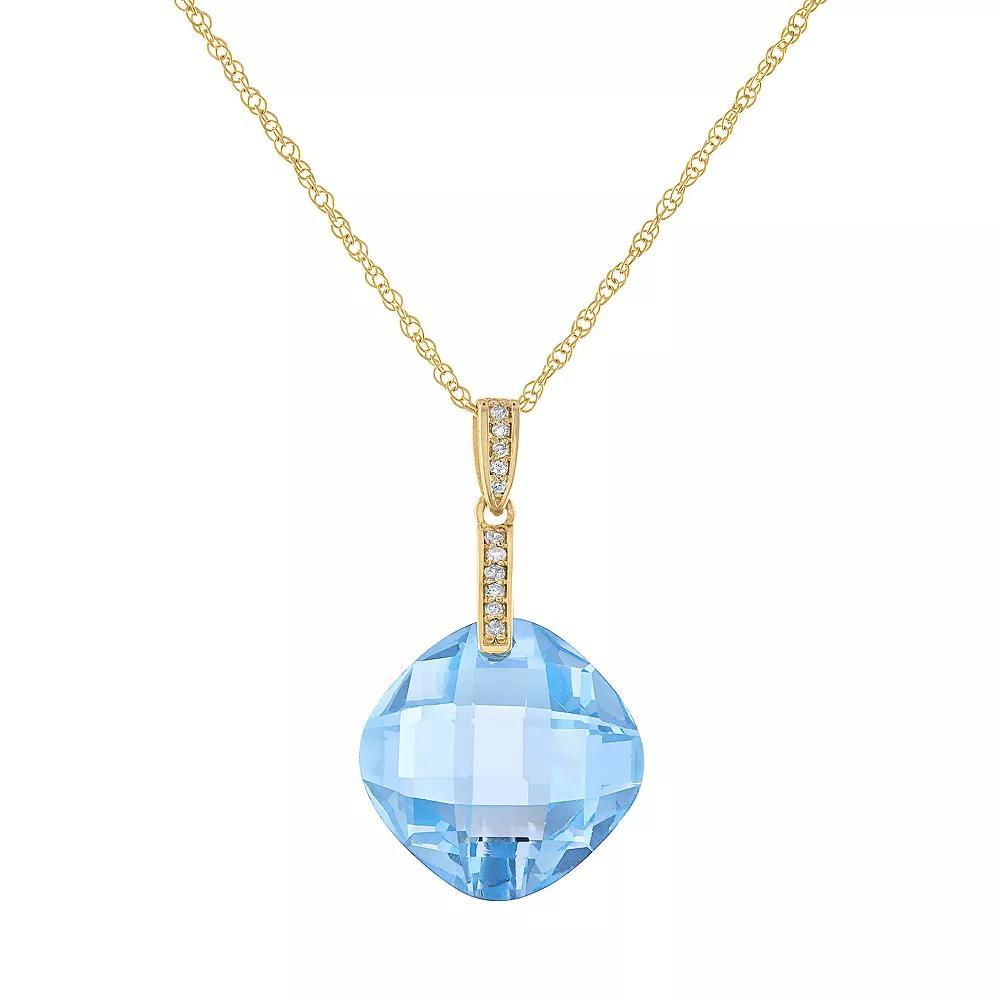 Tiara 14k Gold Gemstone & Diamond Accent Pendant Necklace, Women's, Size: 18", Lab Cr Aquamarine Product Image