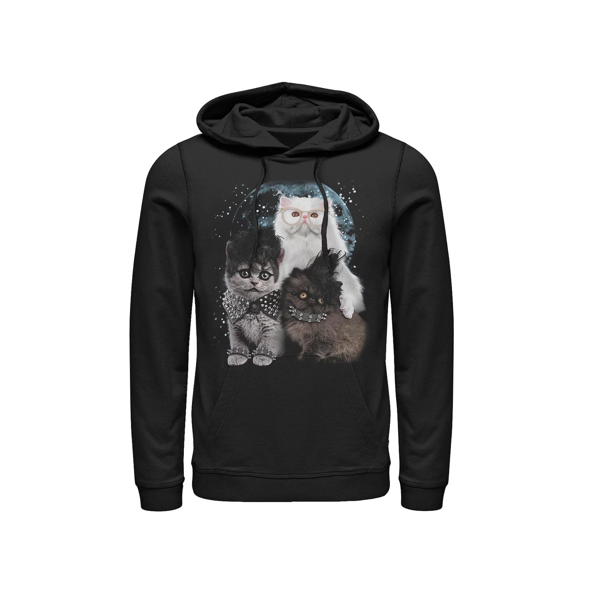 Men's Heavy Metal Cats In Space Hoodie, Size: Medium, Black Product Image