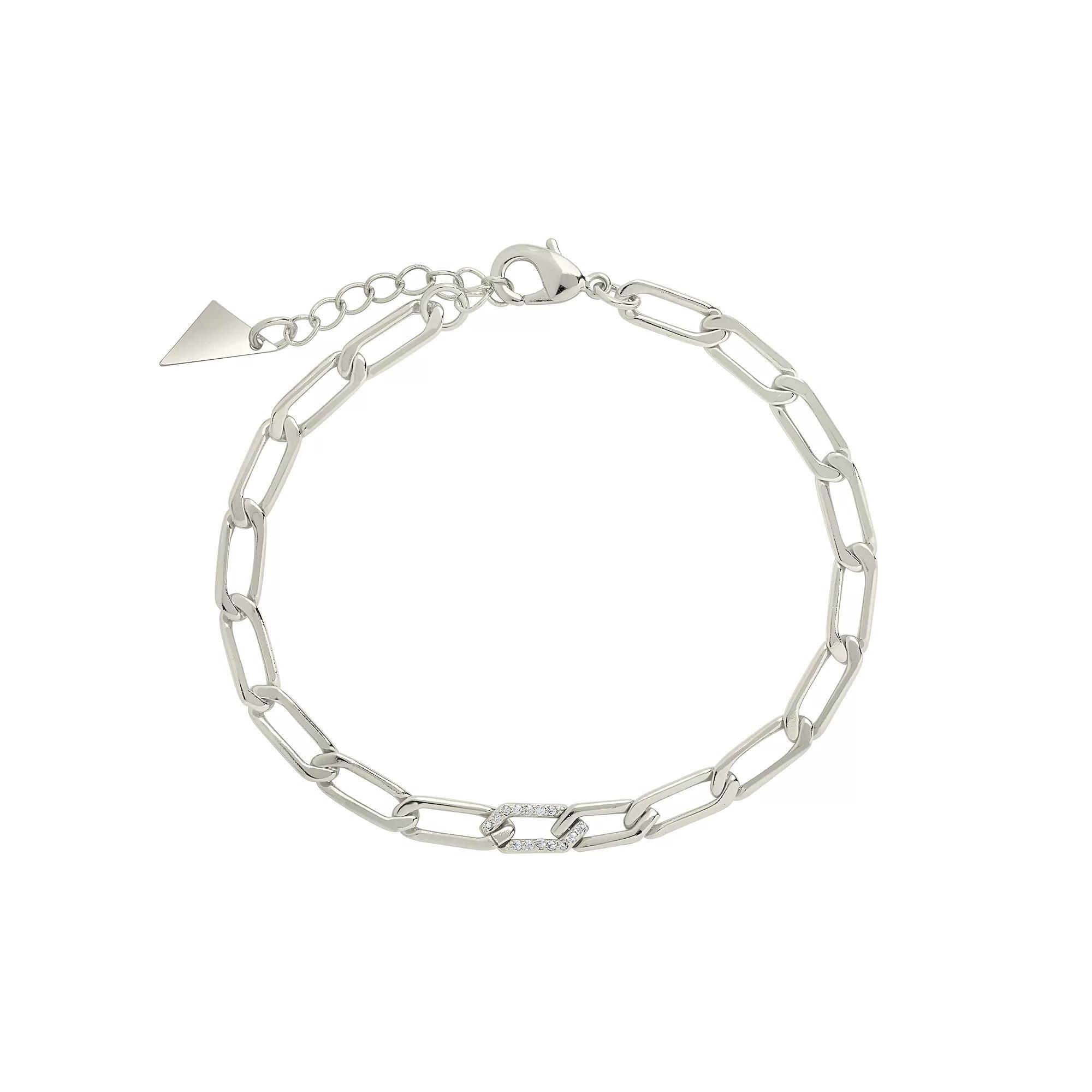 MC Collective Cubic Zirconia Chain Link Bracelet, Women's, Silver Tone Product Image