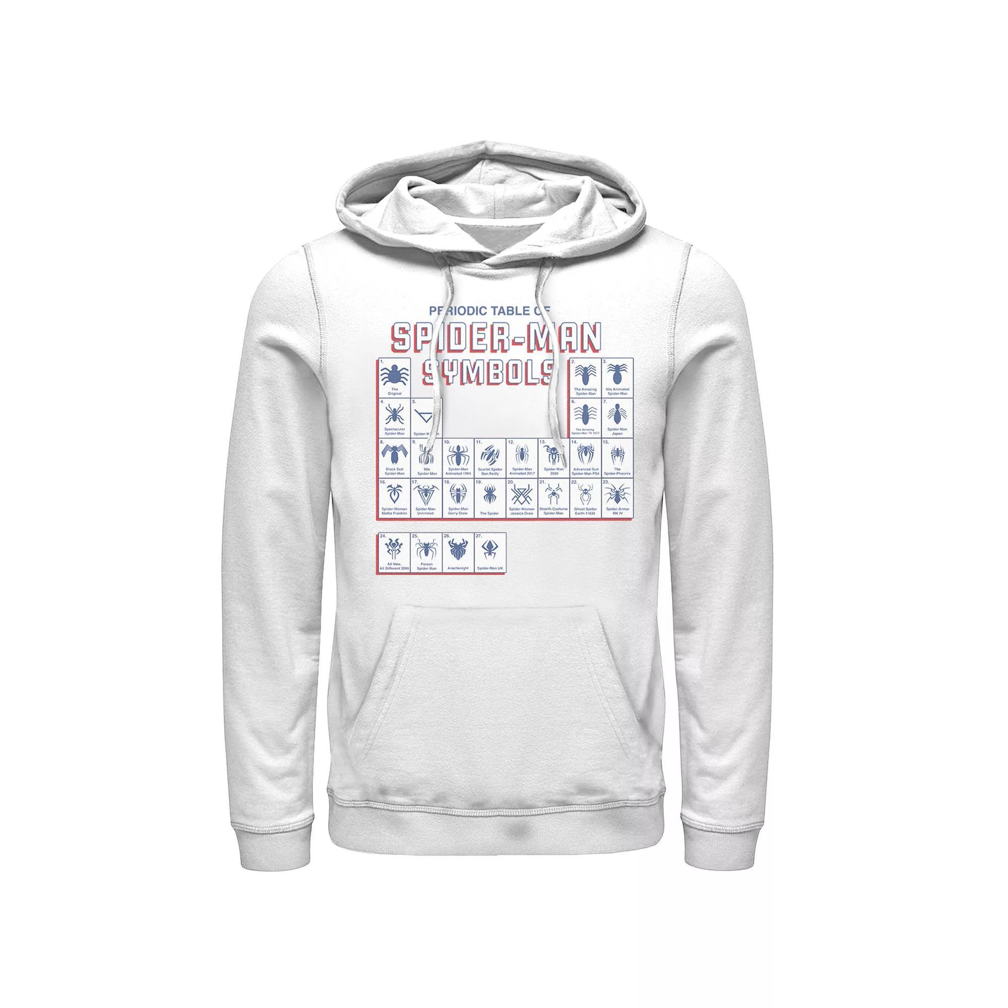 Men's Marvel Spider-Man Periodic Table Of Spider-Man Symbols Hoodie, Size: XL, White Product Image