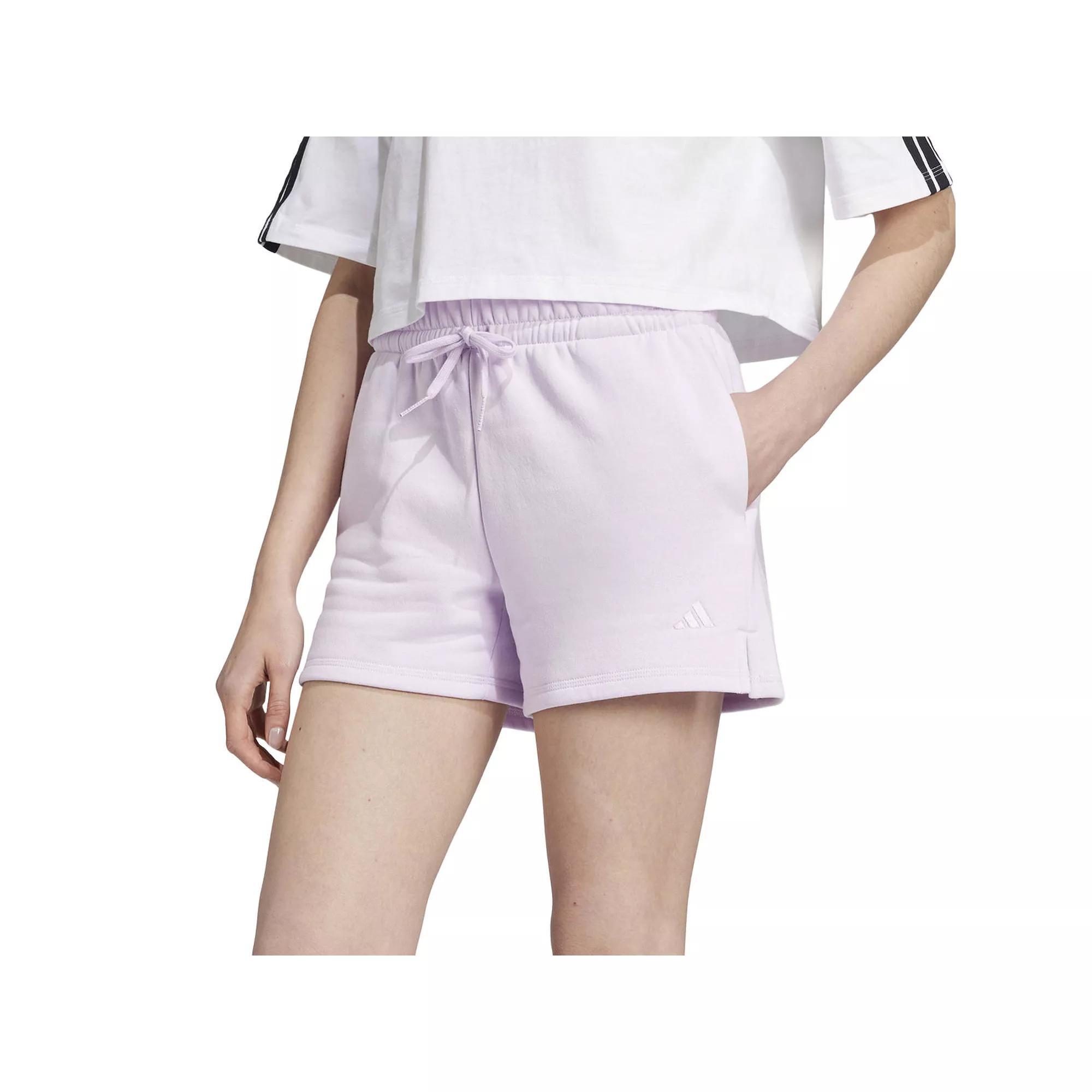 Women's adidas Essentials Feel Cozy Small Logo Sportswear Shorts, Ice Purple Product Image